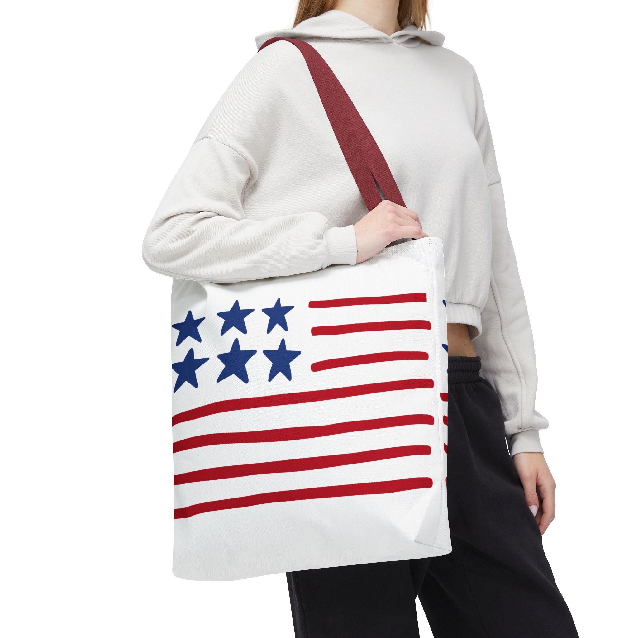 American Flag Stars & Stripes Tote Bag — Patriotic Canvas Beach Grocery Bag