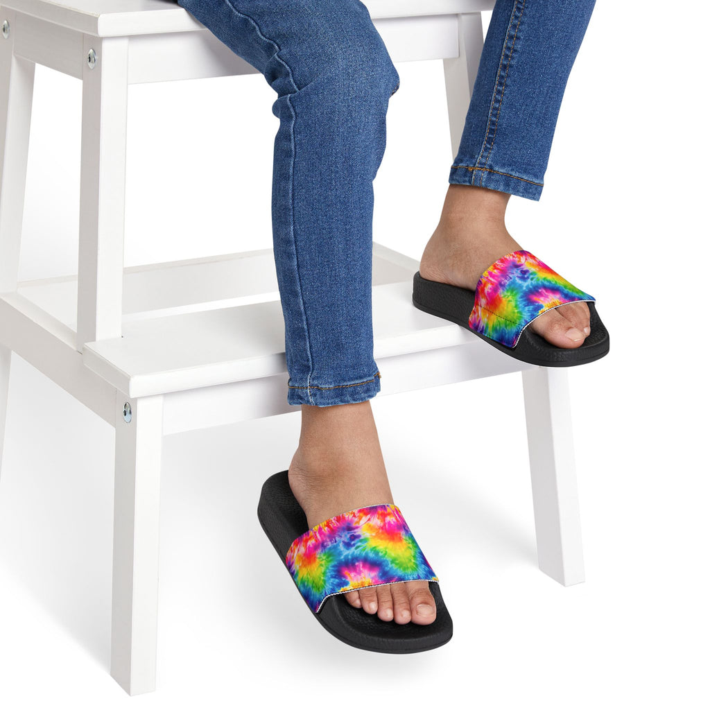Youth Tie-Dye Slide Sandals — Removable Strap Kids Beach & Pool Slides