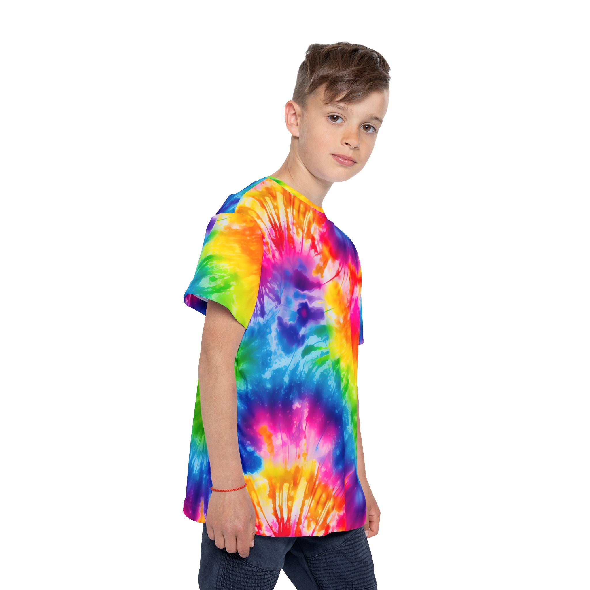 Kids Tie-Dye Sports Jersey — Vibrant All-Over Print Active Tee