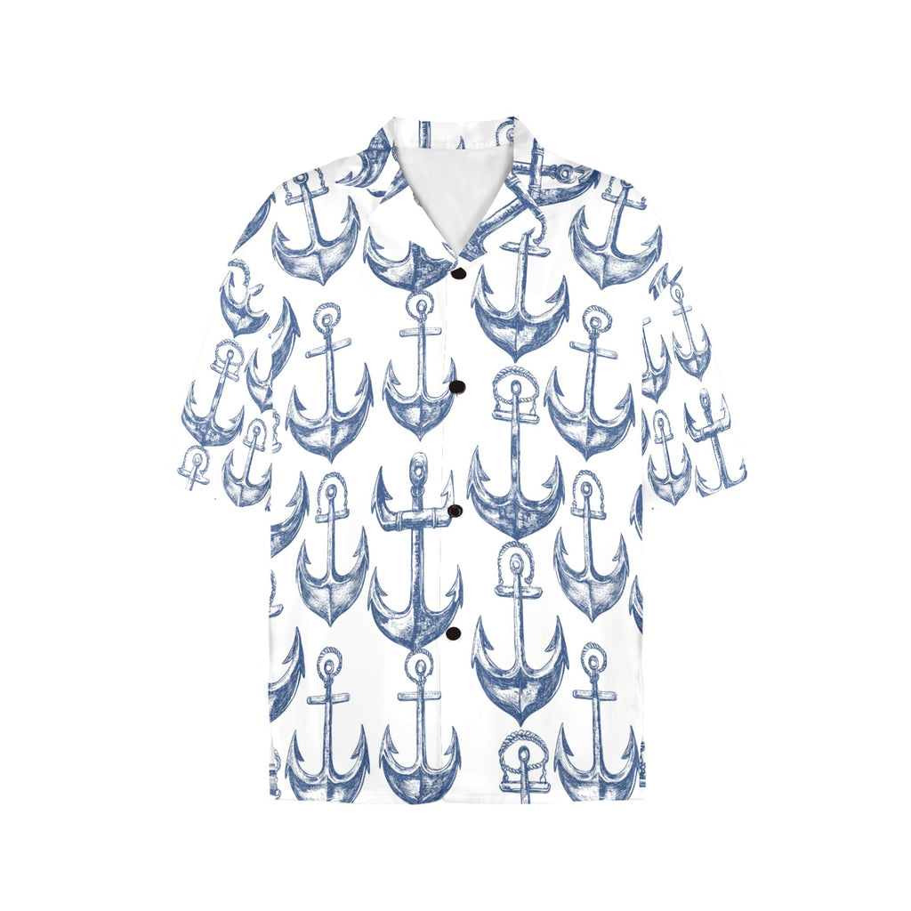 Anchors Away Nautical Women's All Over Print Hawaiian Shirt Made in USA
