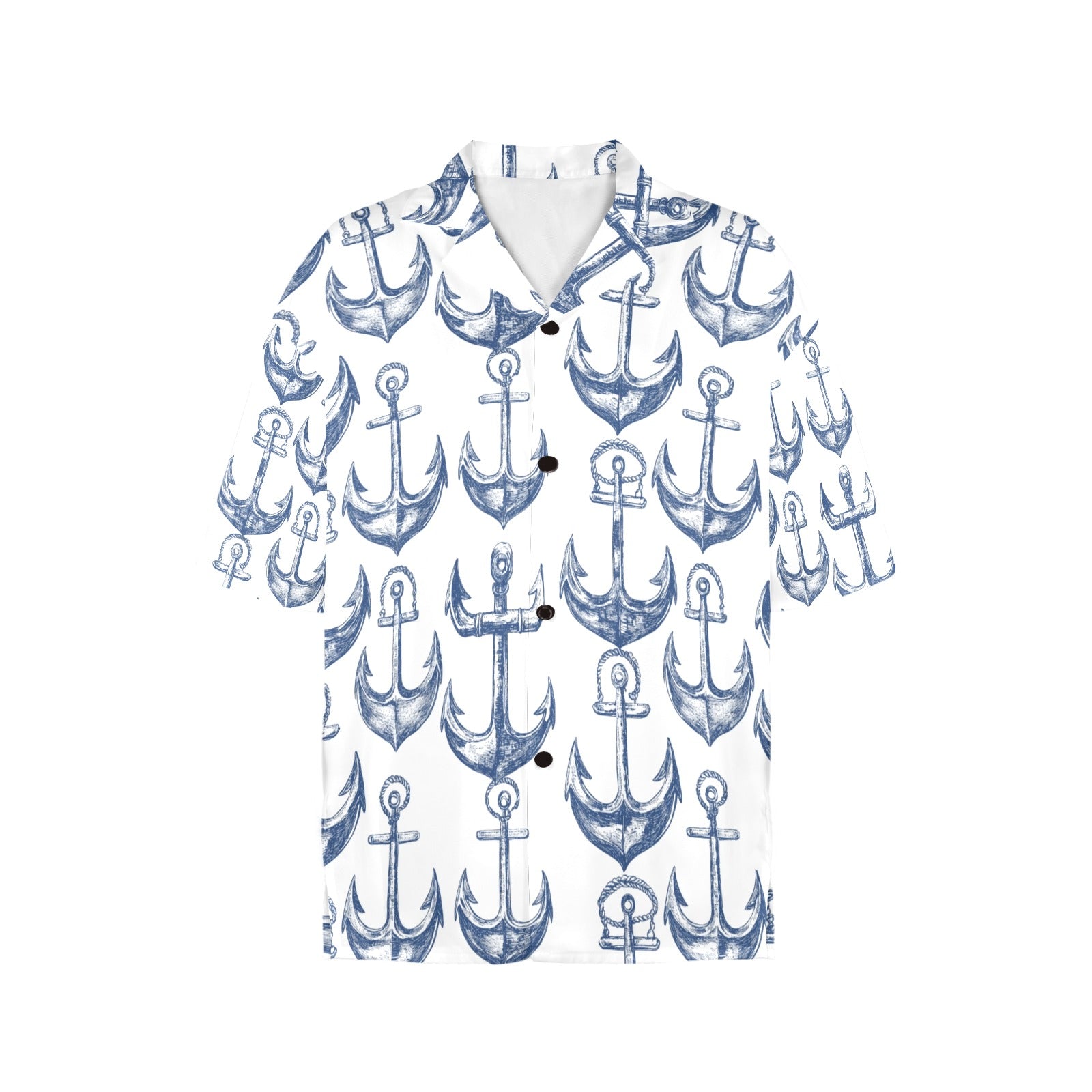 Anchors Away Nautical Women's All Over Print Hawaiian Shirt Made in USA