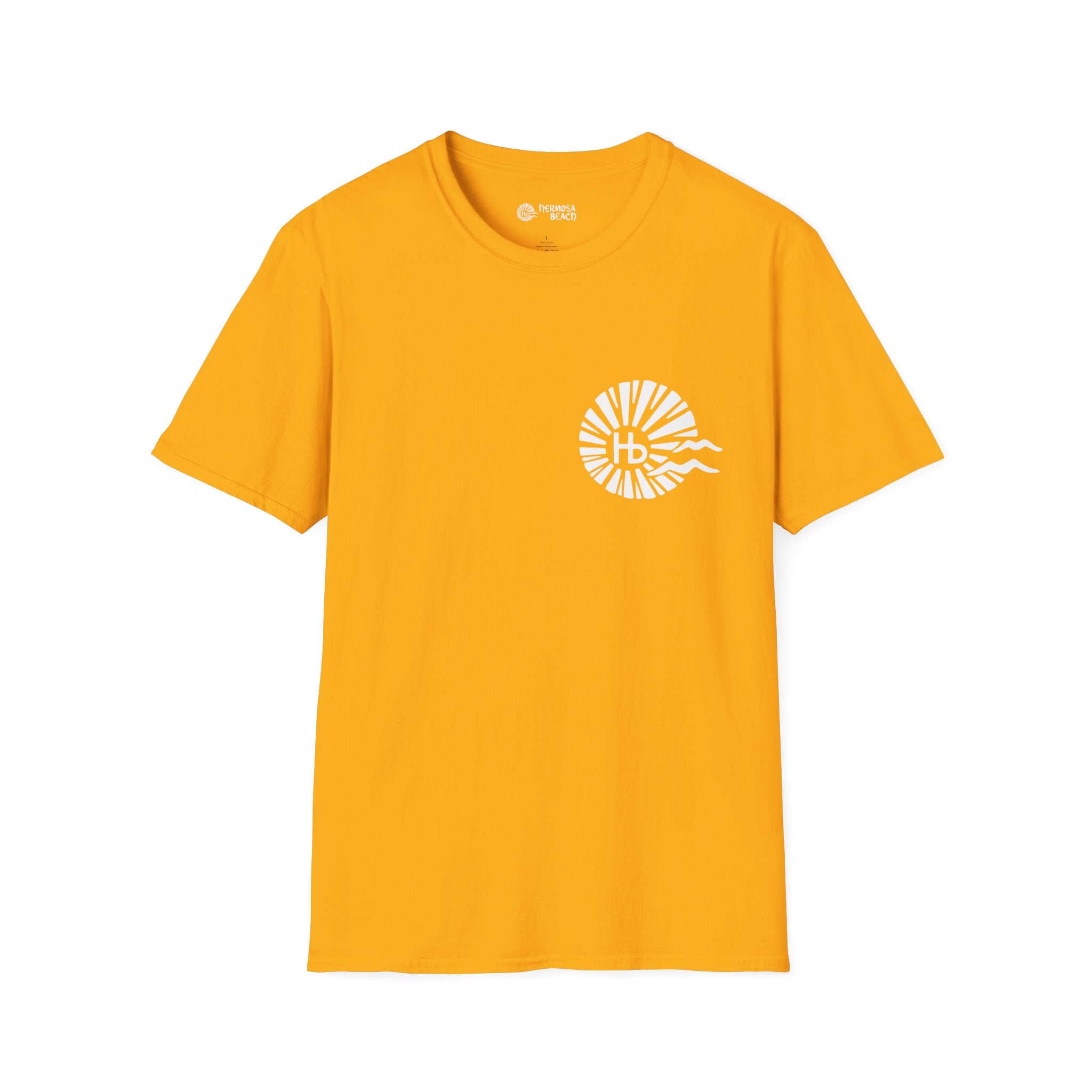 Hermosa Beach Sunburst Wave T-Shirt (printed front back neck) | Hb Minimal Logo Tee