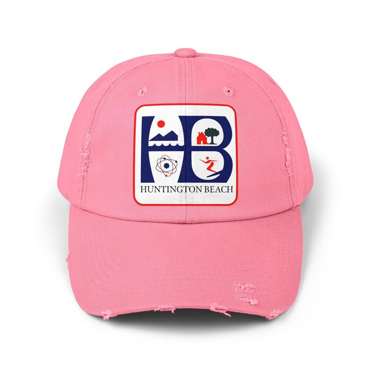 Huntington Beach Distressed Mom and Dad Hat — Vintage Surf & Coastal Patch Cap