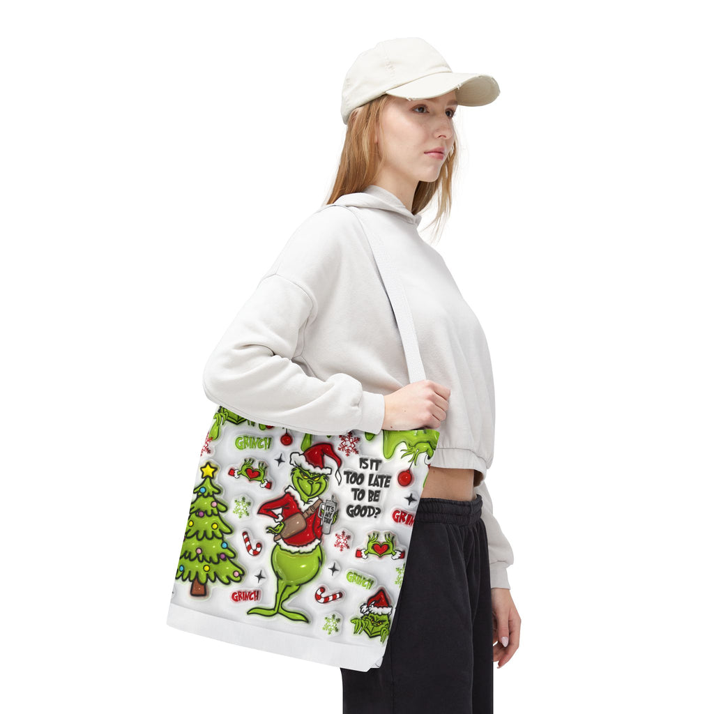 Christmas Tote Bag, Holiday Shopping Bag, Grinch Gift, Festive Reusable Bag, Cute Winter Accessory