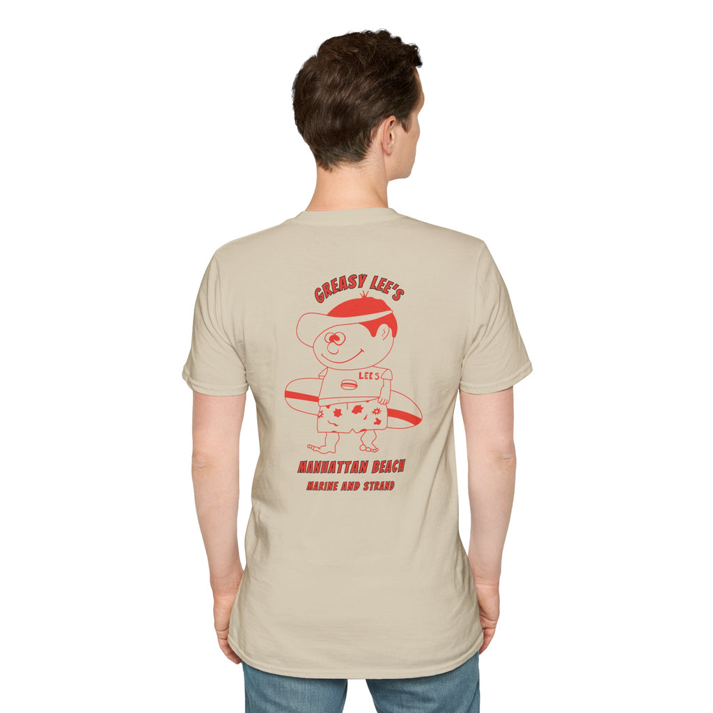 Greasy Lee's Manhattan Beach Old School T-Shirt | Marine and Strand Manhattan Beach Vintage Surf Design