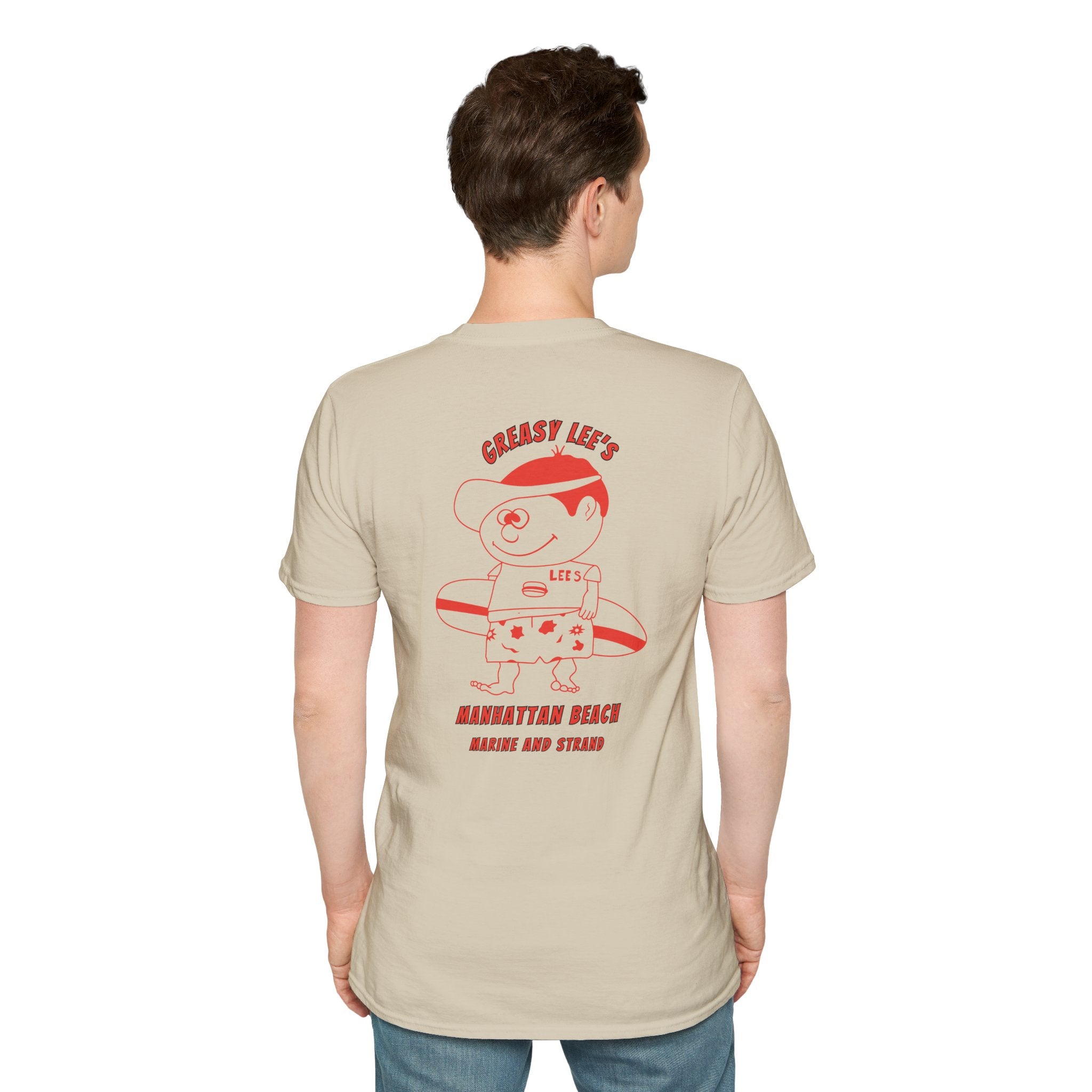 Greasy Lee's Manhattan Beach Old School T-Shirt | Marine and Strand Manhattan Beach Vintage Surf Design