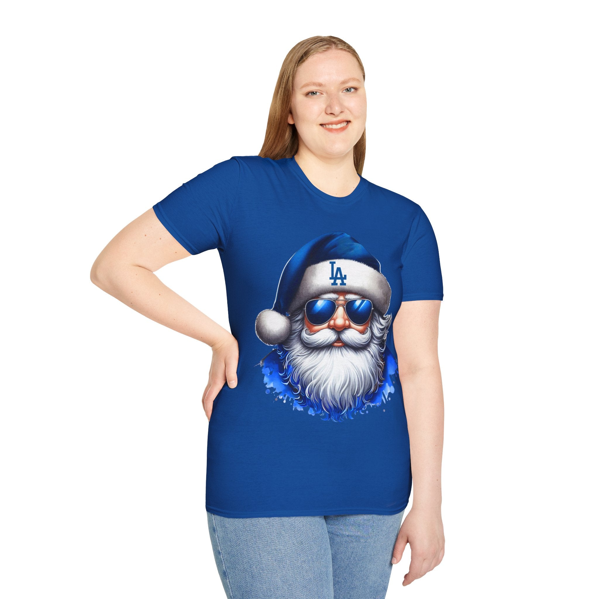 LA Dodgers Blue Santa T-Shirt — Cool Sunglasses Holiday Tee