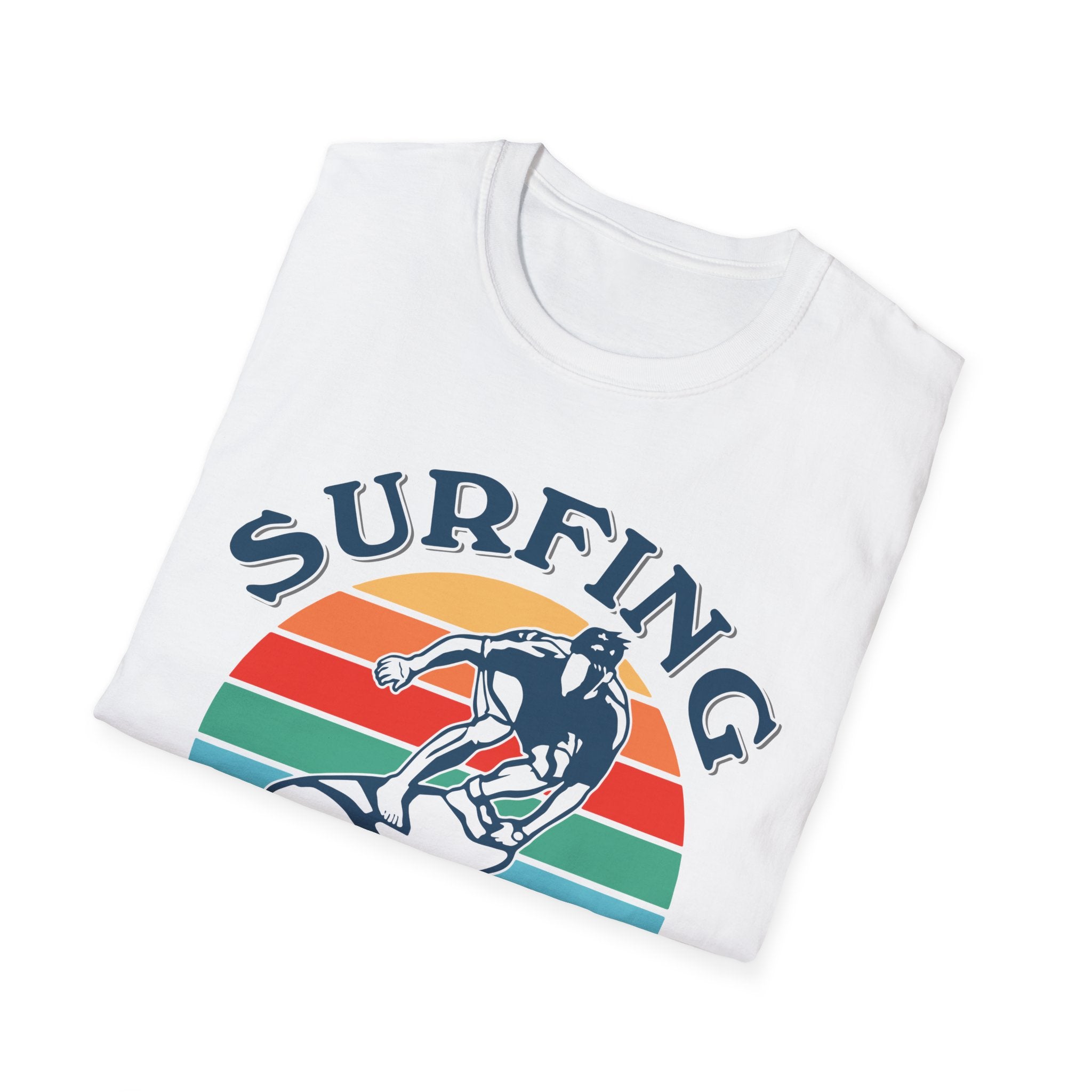 Surfing Makes Me Happy T-Shirt | Retro Sunset Surfer Graphic