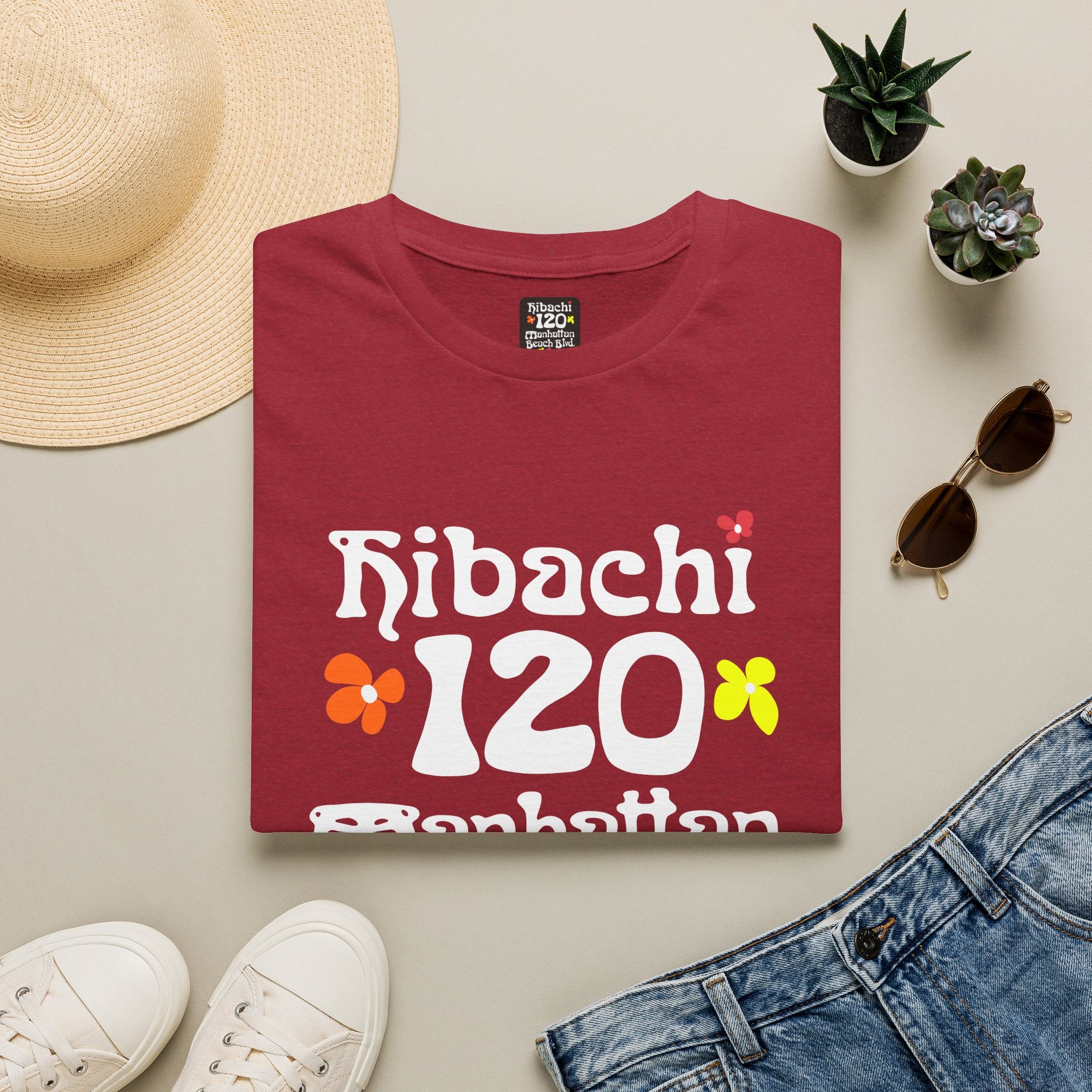 Hibachi 120 Manhattan Beach Blvd Restaurant #OldSchool T-Shirt — Retro Floral Surf Tee "Gone But Not Forgotten"
