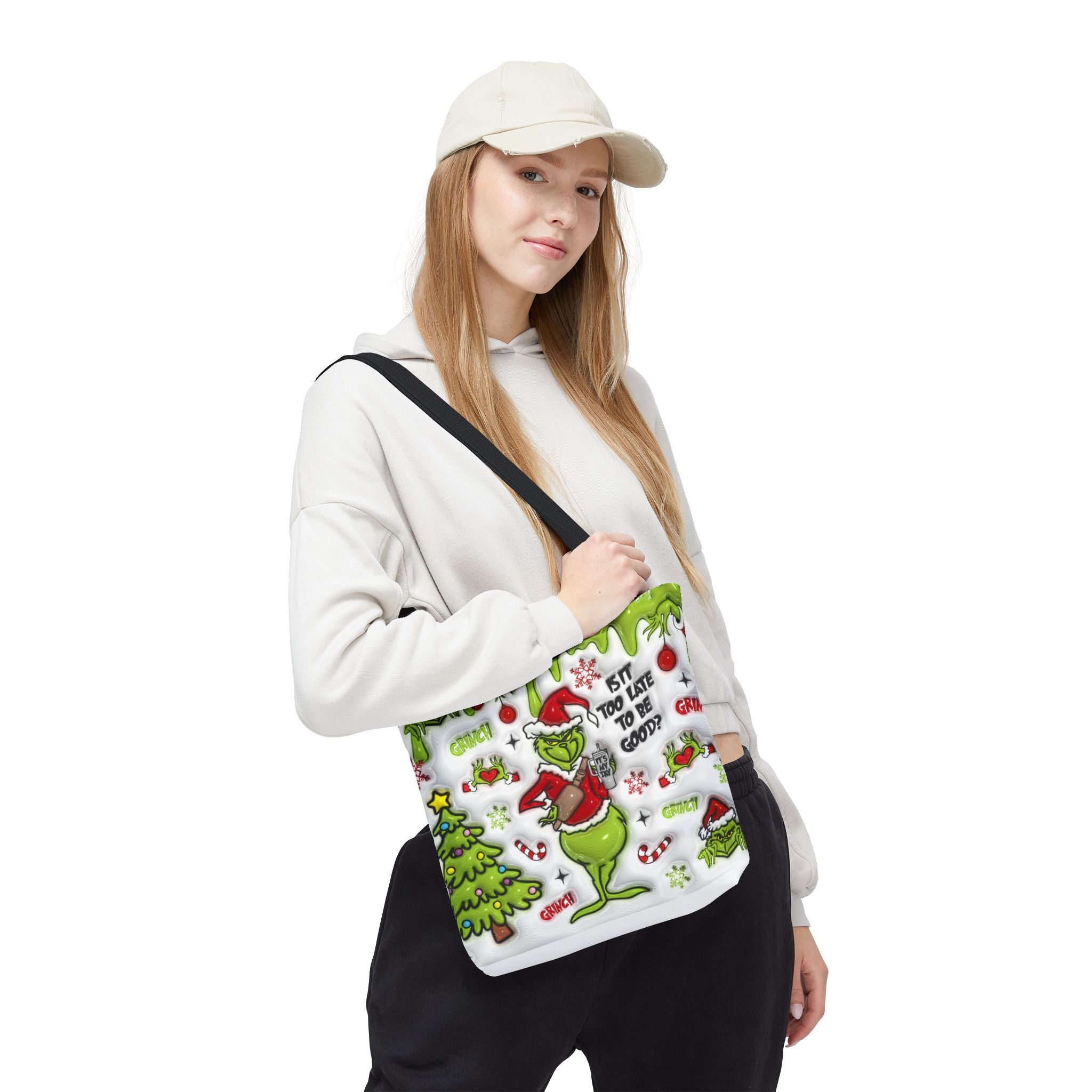 Christmas Tote Bag, Holiday Shopping Bag, Grinch Gift, Festive Reusable Bag, Cute Winter Accessory