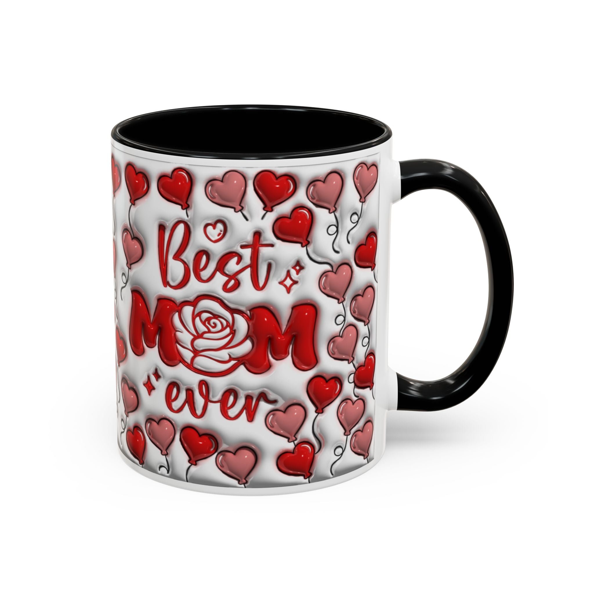 Best Mom Ever Valentines Day Hearts Accent Coffee Mug (11, 15oz)