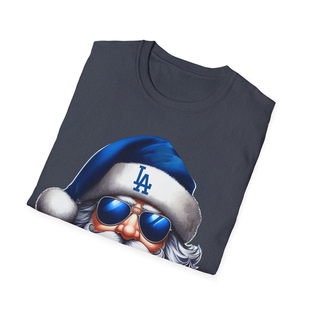 Blue Los Angeles Doyers Santa Tee | Santa Hat Graphic T-Shirt #Doyers