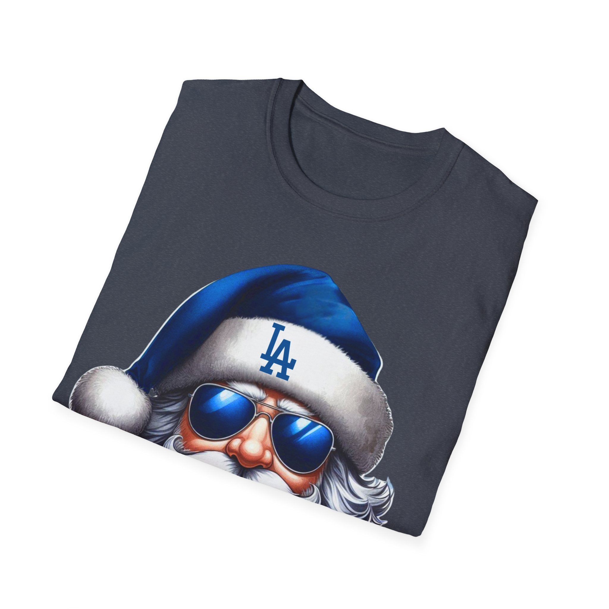 Blue Los Angeles Doyers Santa Tee | Santa Hat Graphic T-Shirt #Doyers