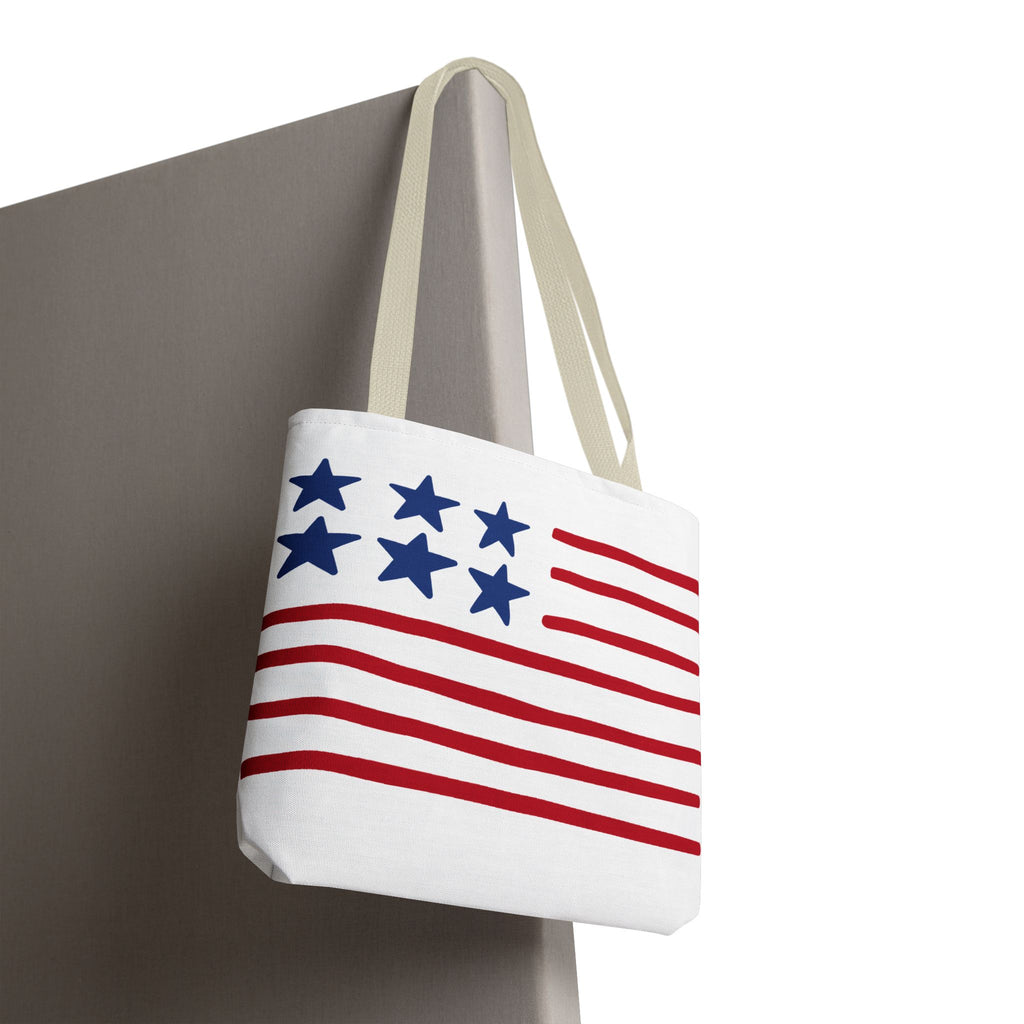 American Flag Stars & Stripes Tote Bag — Patriotic Canvas Beach Grocery Bag