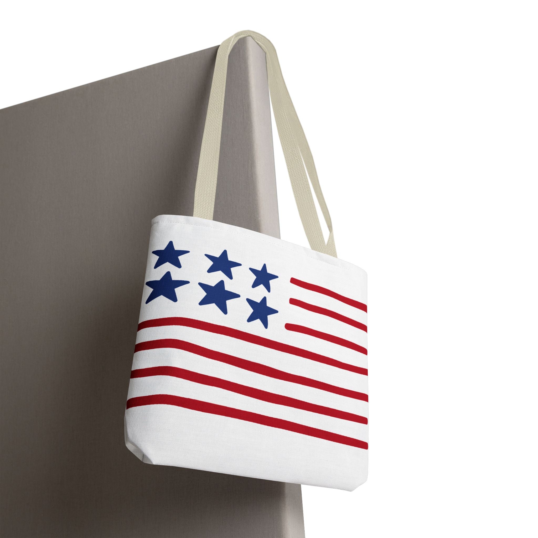 American Flag Stars & Stripes Tote Bag — Patriotic Canvas Beach Grocery Bag