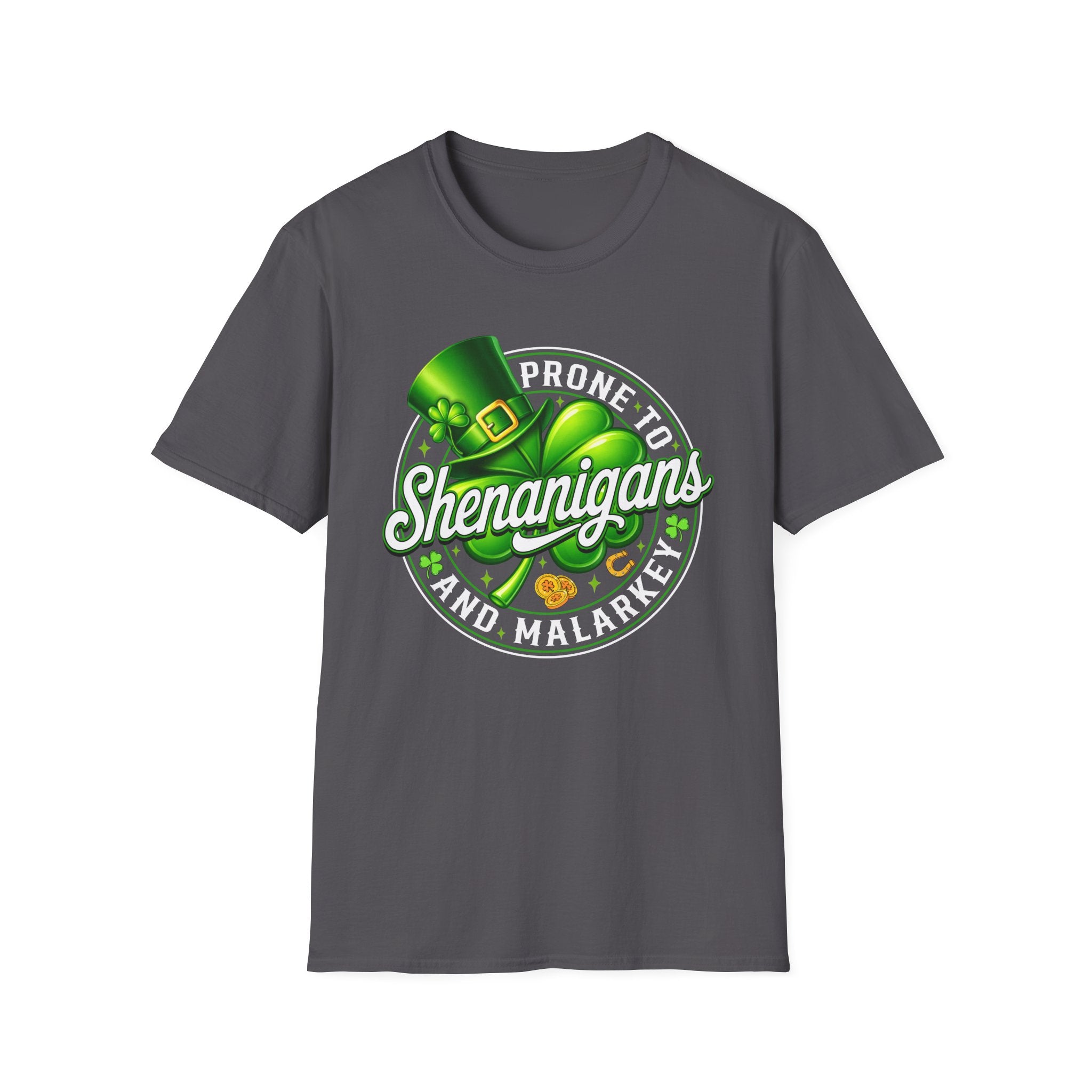 Prone to Shenanigans and Malarkey T-Shirt | St. Patrick's Day Leprechaun Hat Shamrock