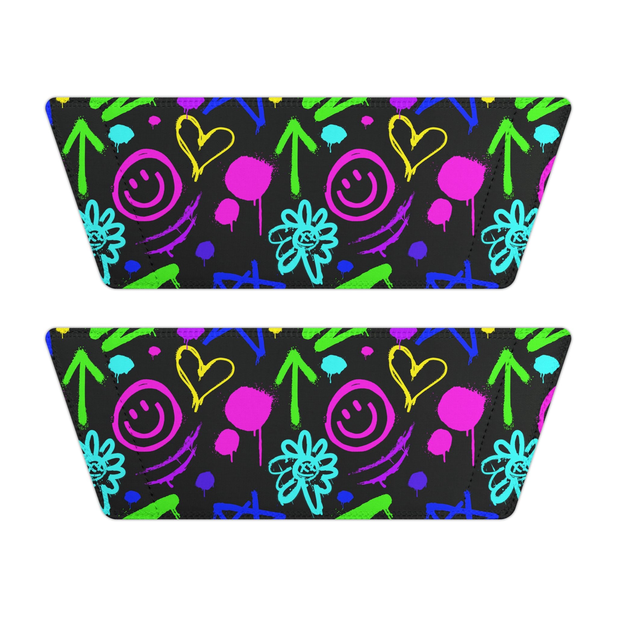 Neon Doodle Hearts and Flowers Youth Sandals | Removable Strap Slides