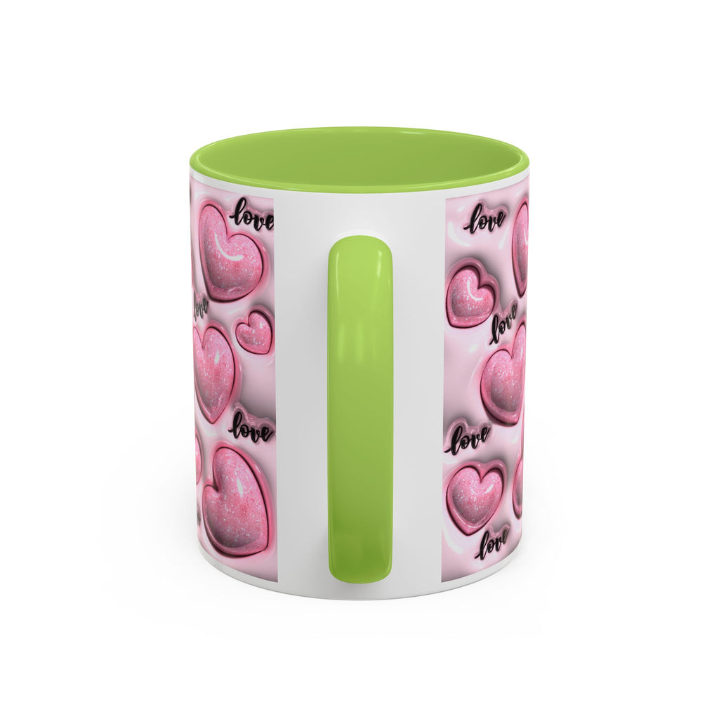 Pink Heart Pattern love Mug | Accent Coffee Mug 11oz 15oz