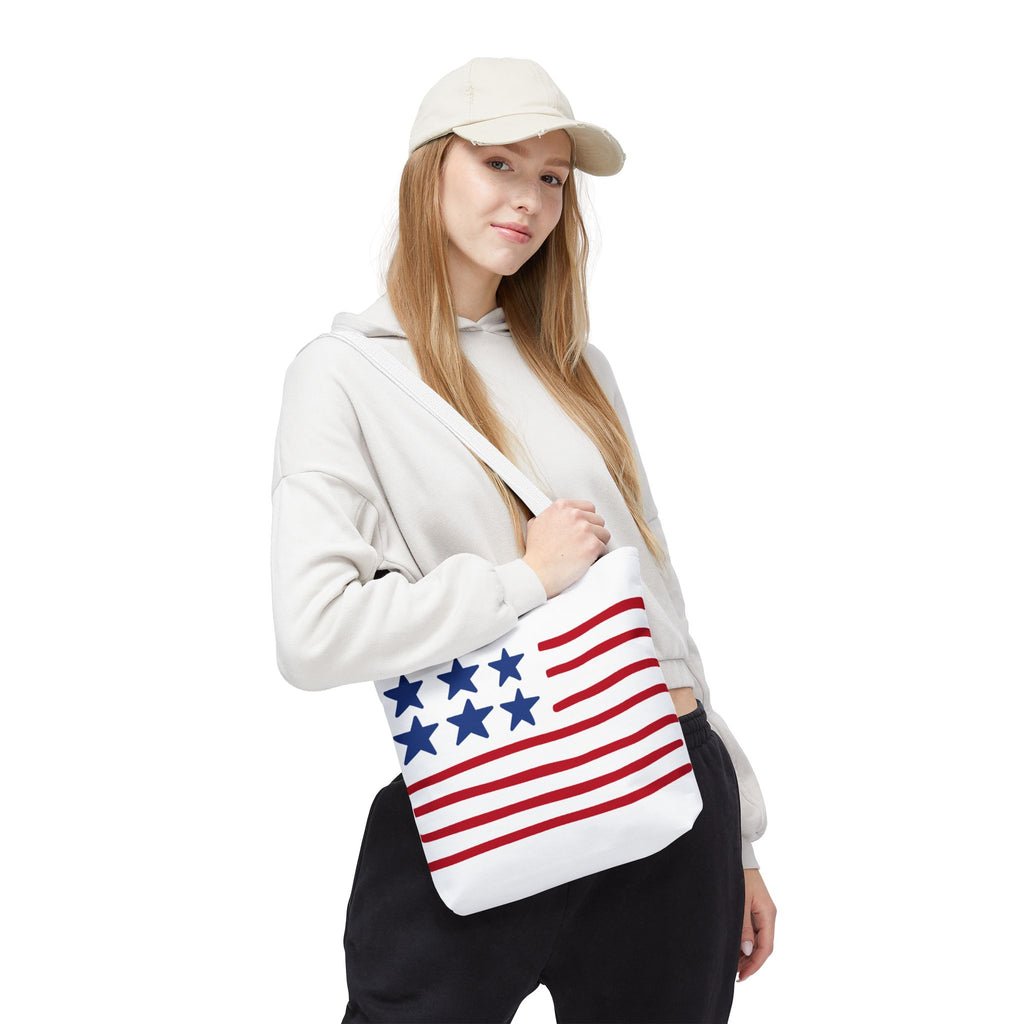 American Flag Stars & Stripes Tote Bag — Patriotic Canvas Beach Grocery Bag