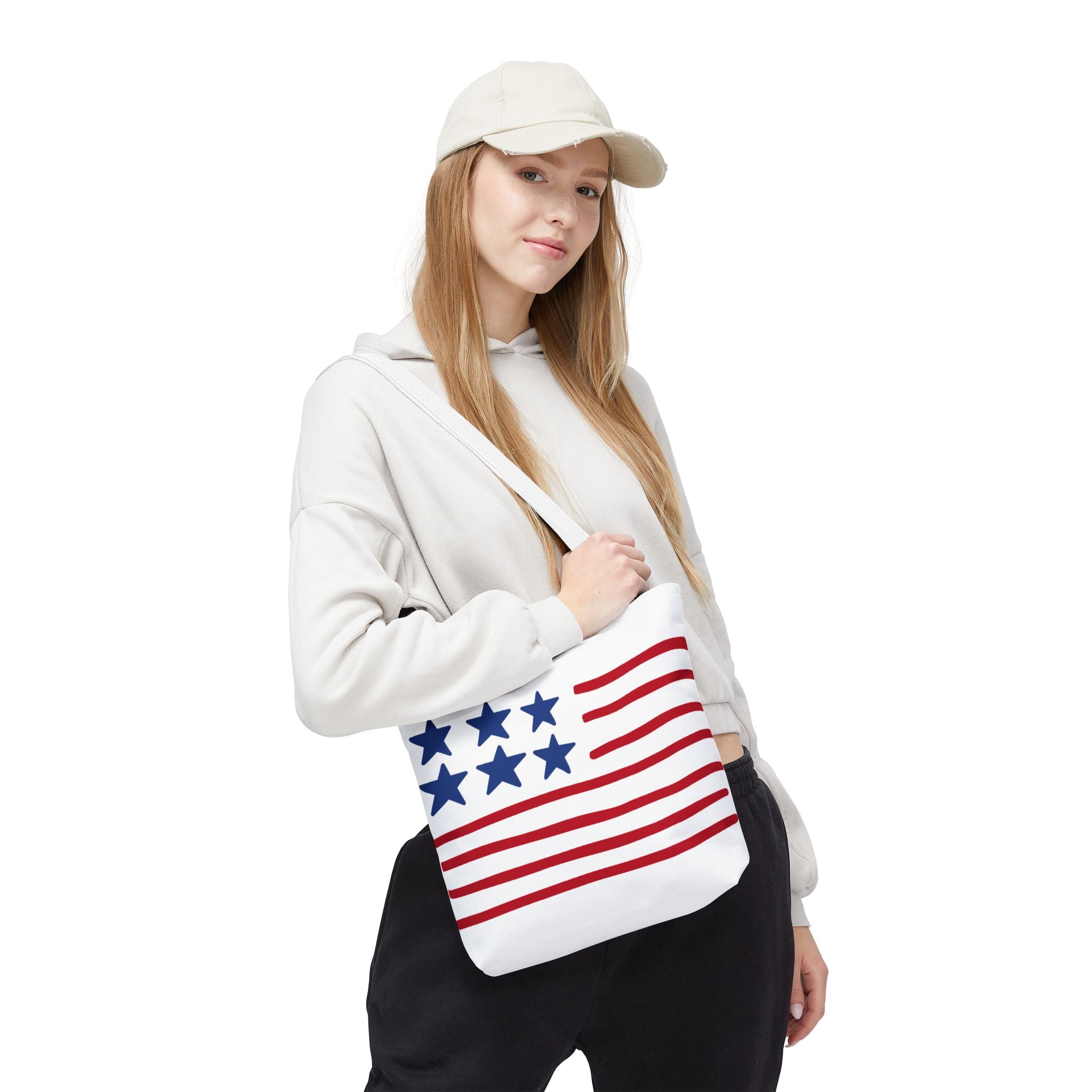 American Flag Stars & Stripes Tote Bag — Patriotic Canvas Beach Grocery Bag