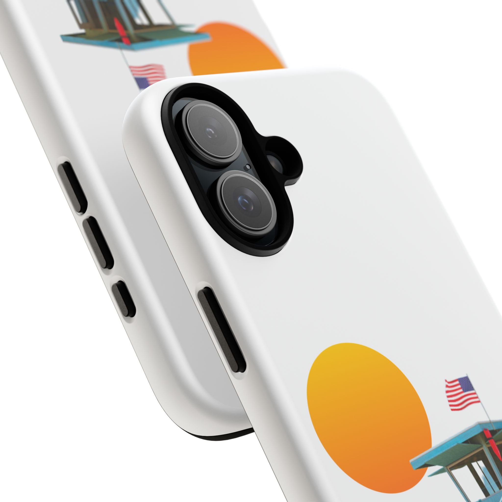 South Bay Lifeguard Stand with American Flag Tough Phone Cases