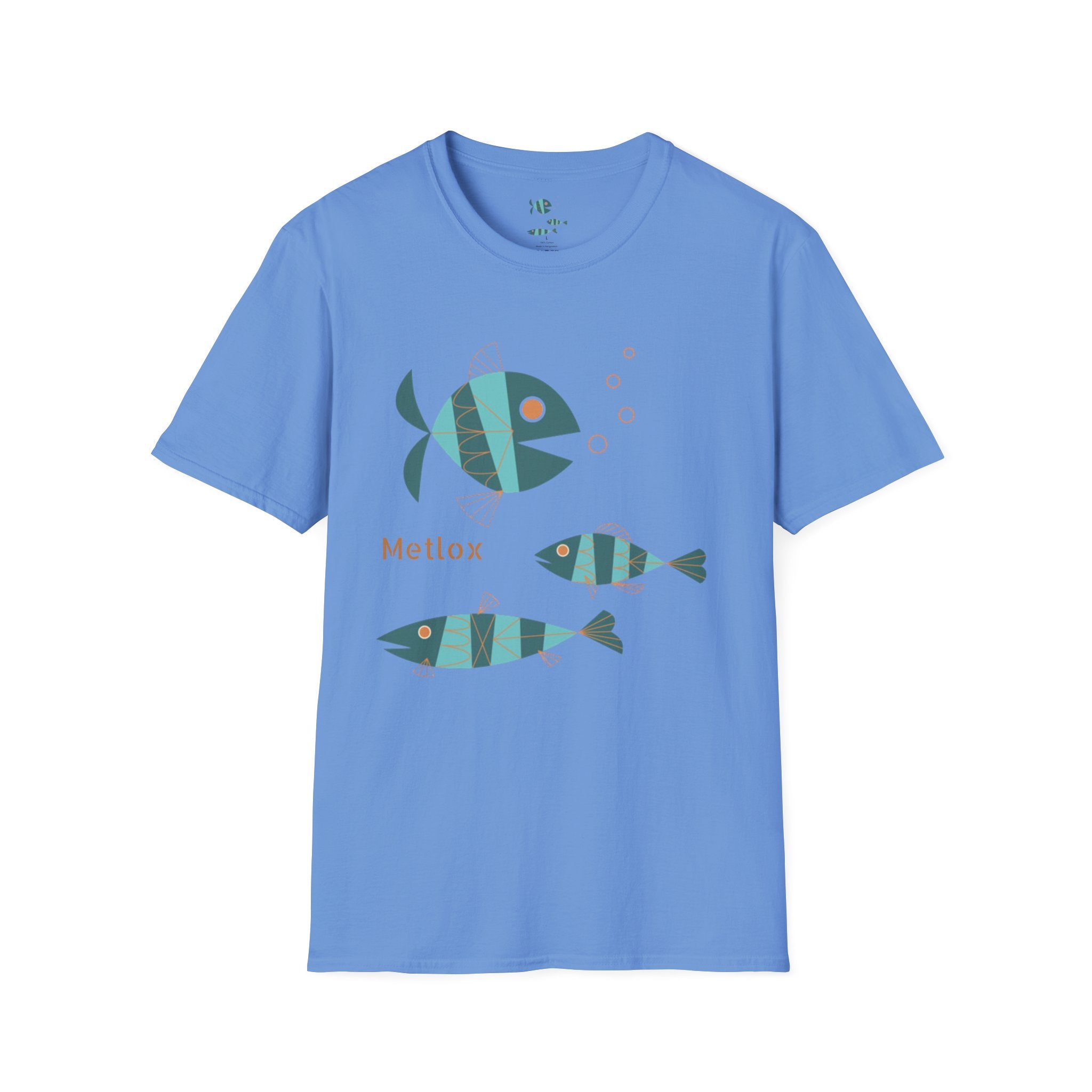 Metlox Pottery Fish Trio T-Shirt | Minimal Ocean Illustration