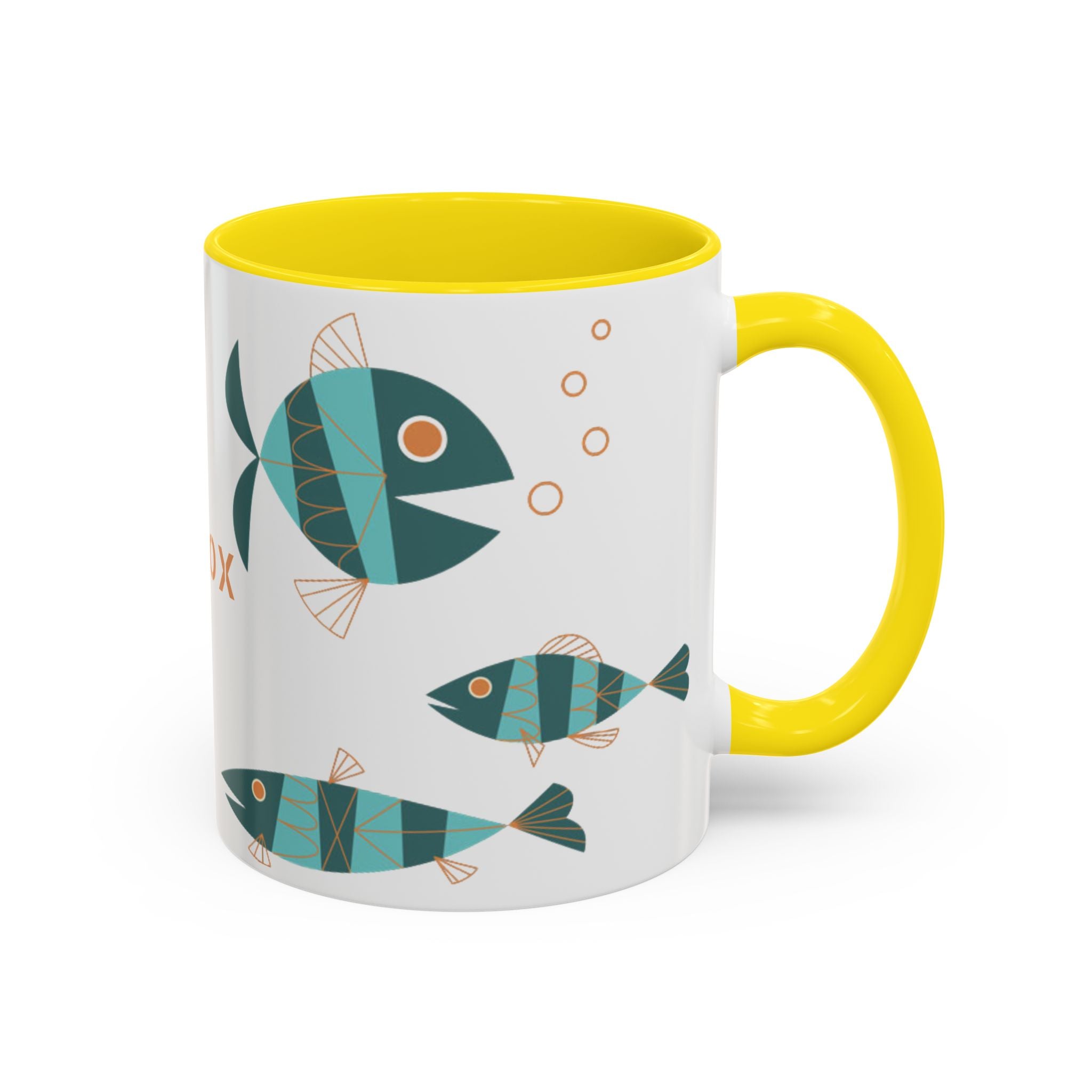 Metlox Pottery Teal Geometric Fish Mug | Accent Coffee Mug