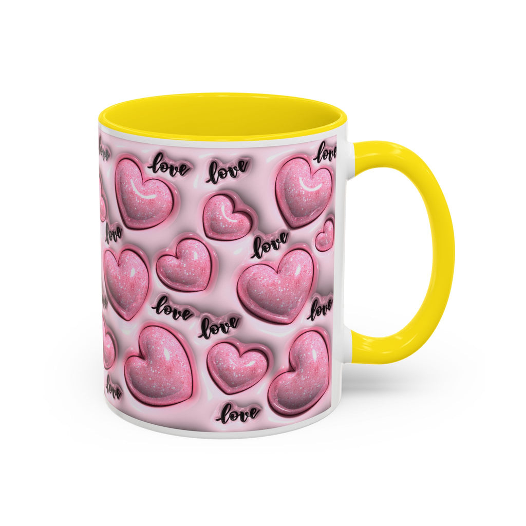 Pink Heart Pattern love Mug | Accent Coffee Mug 11oz 15oz