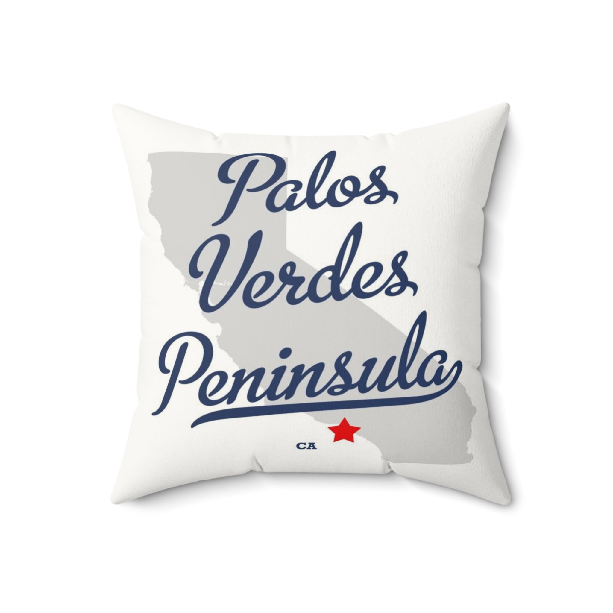 Palos Verdes Peninsula California Map - Faux Suede Square Pillow