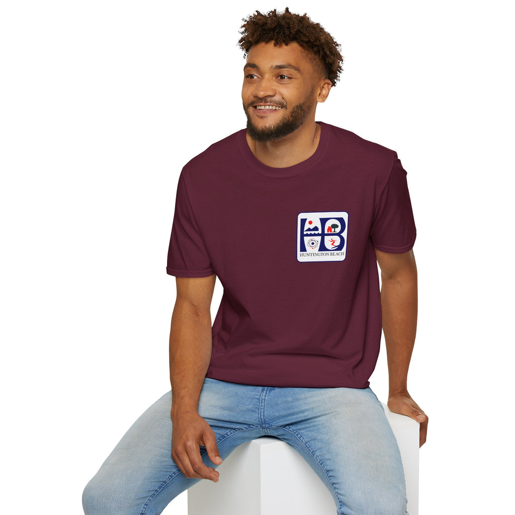 Huntington Beach Retro Logo T-Shirt — HB Surf & Sunset Tee (printed 3 side)