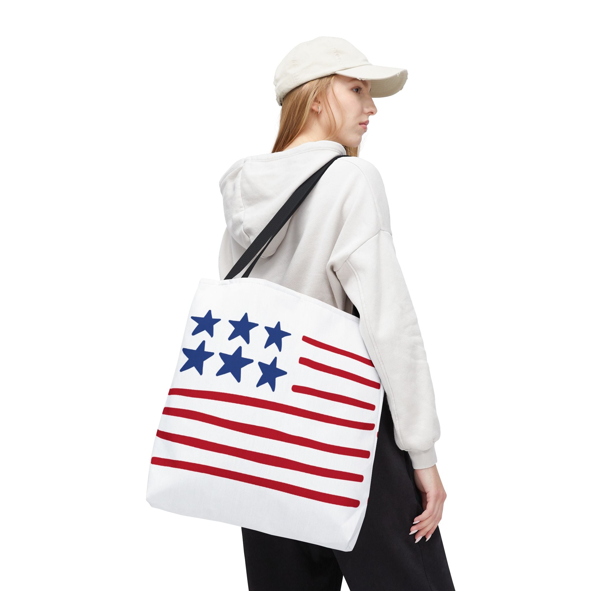American Flag Stars & Stripes Tote Bag — Patriotic Canvas Beach Grocery Bag