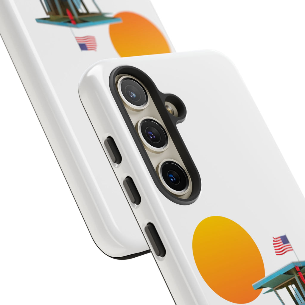 South Bay Lifeguard Stand with American Flag Tough Phone Cases