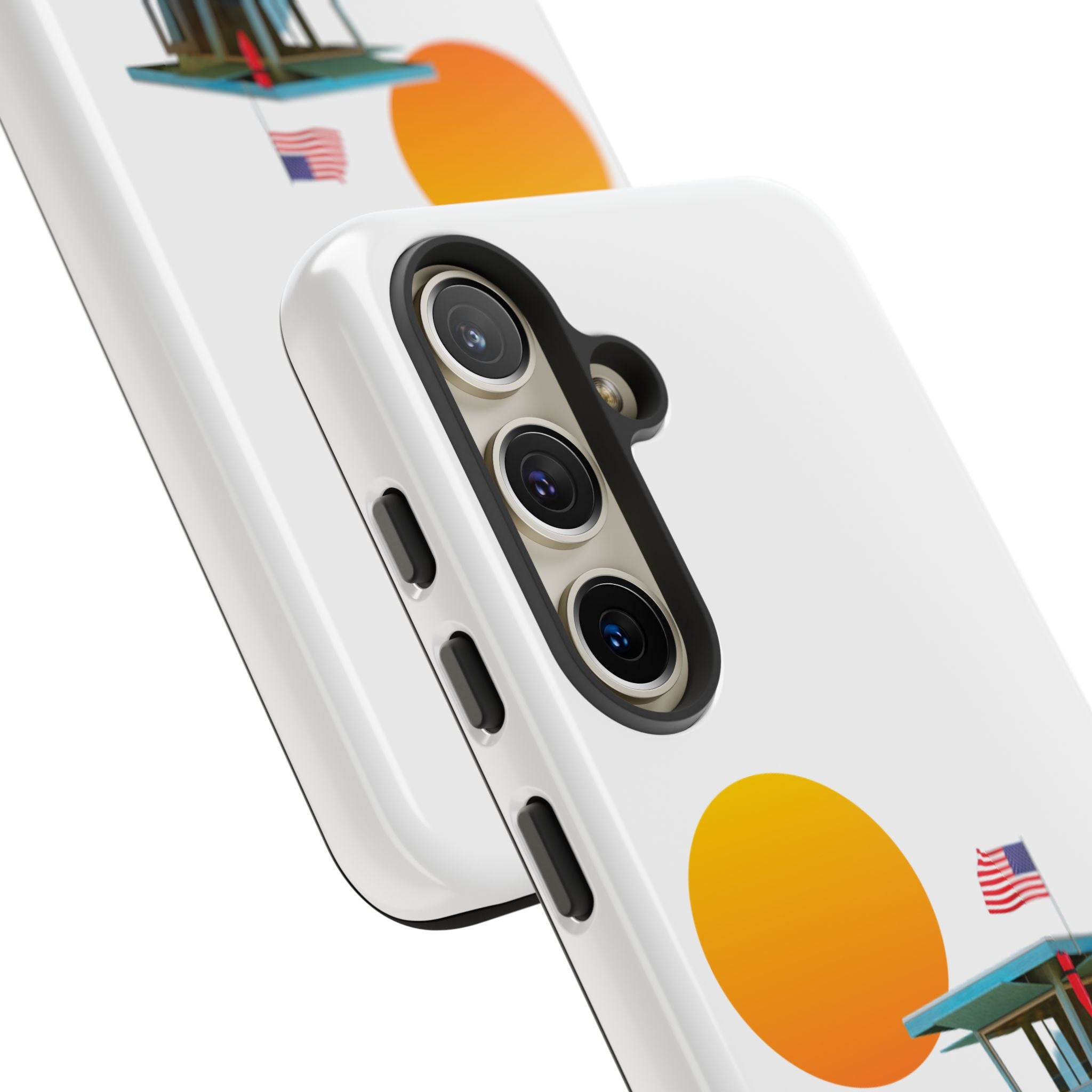 South Bay Lifeguard Stand with American Flag Tough Phone Cases