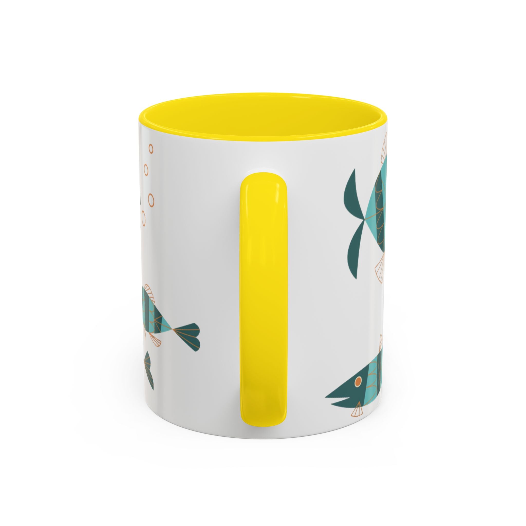 Metlox Pottery Teal Geometric Fish Mug | Accent Coffee Mug