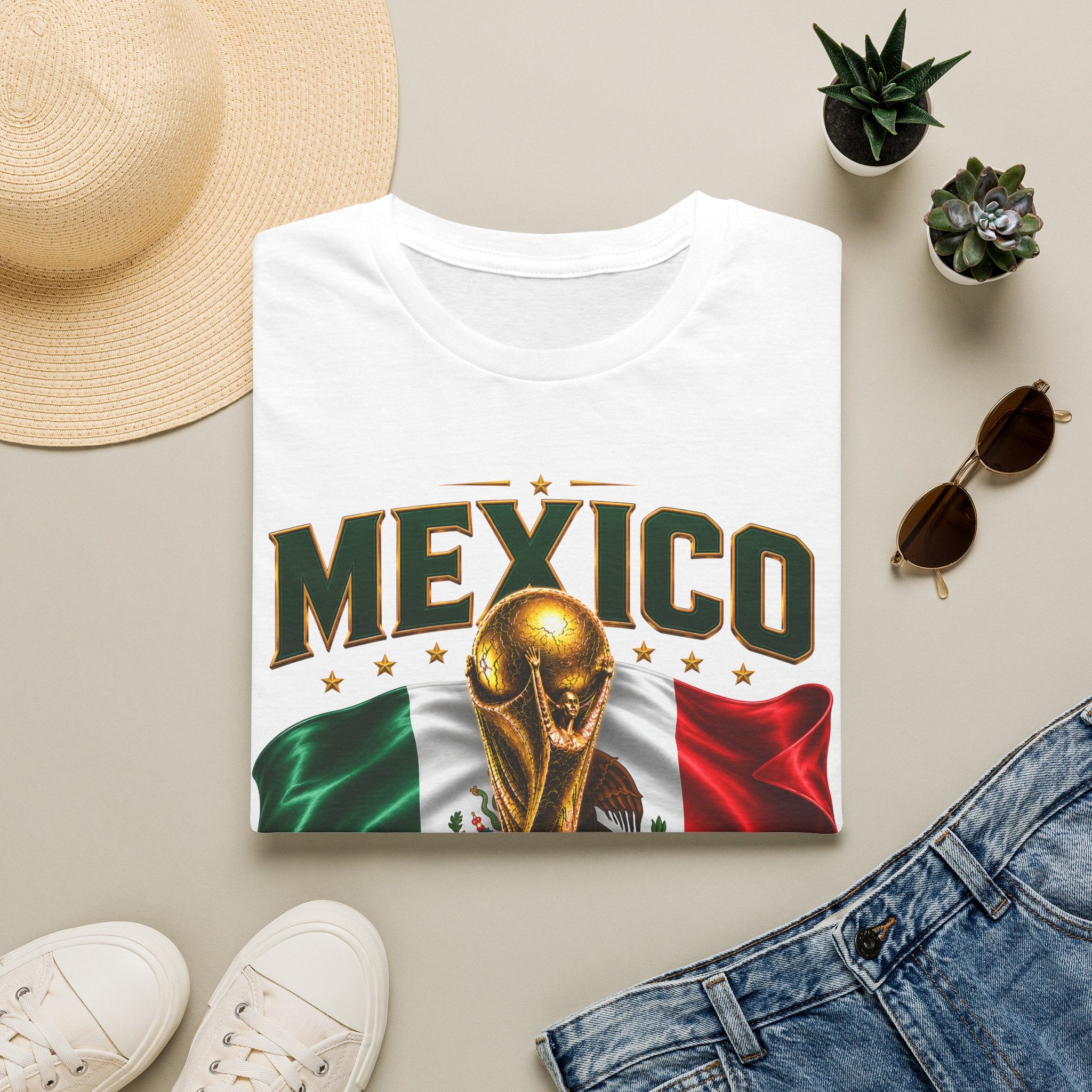 Mexico 2026 World Cup T-Shirt — Flag & Trophy Soccer Fan Tee