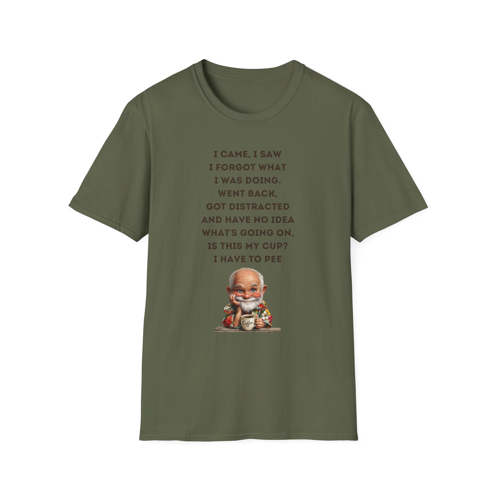 Funny Forgetful Grandpa Quote T-Shirt | Retro Grandpa I Got to Pee Illustration