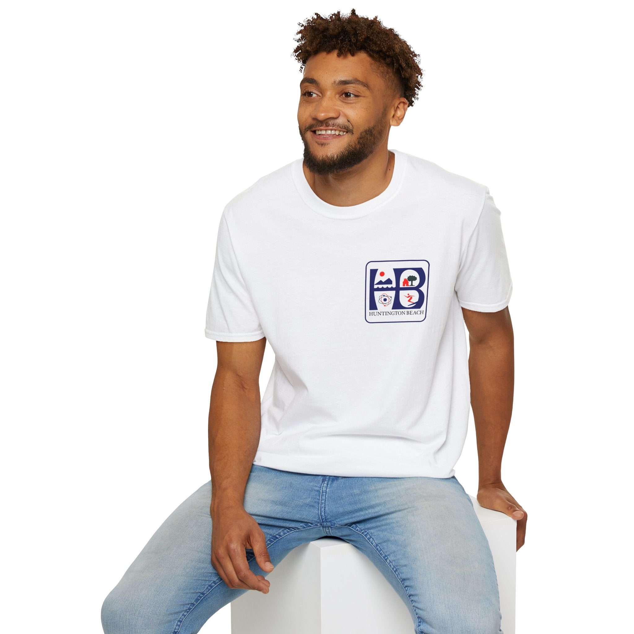 Huntington Beach Retro Logo T-Shirt — HB Surf & Sunset Tee (printed 3 side)