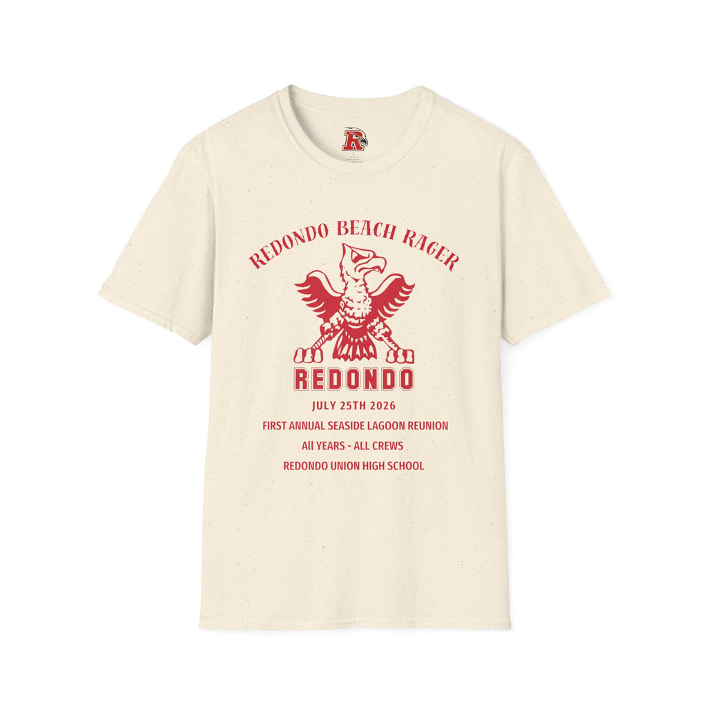 Redondo Beach Rager T-Shirt — Vintage School Spirit Graphic Tee - First Annual All Class Reunion 7-25-26 at Seaside Lagoon Redondo Beach