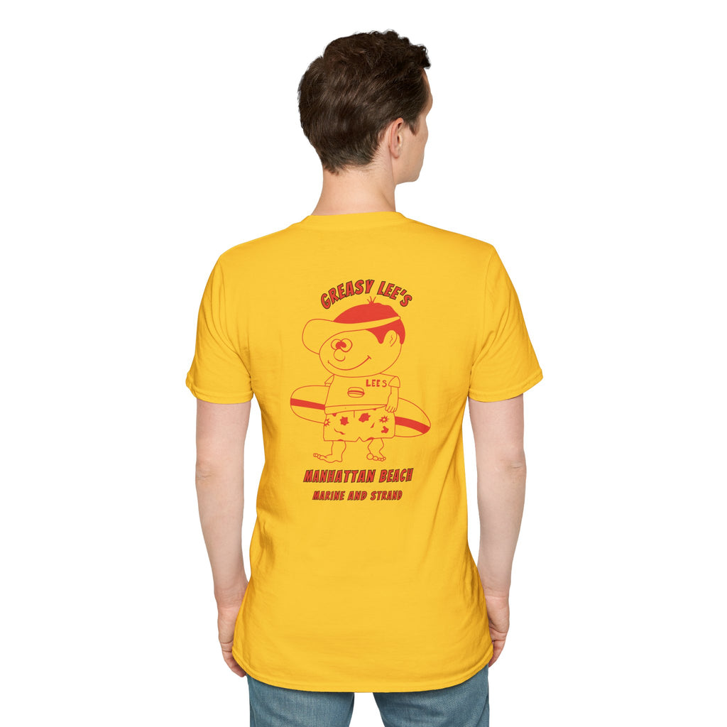 Greasy Lee's Manhattan Beach Old School T-Shirt | Marine and Strand Manhattan Beach Vintage Surf Design