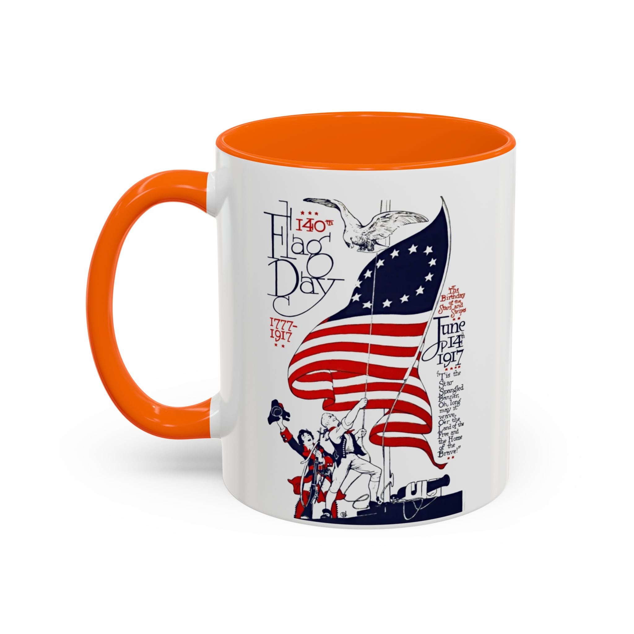 Flag Day Illustration Original Artwork 1917  Mug | American Flag Sailors Accent Coffee Mug