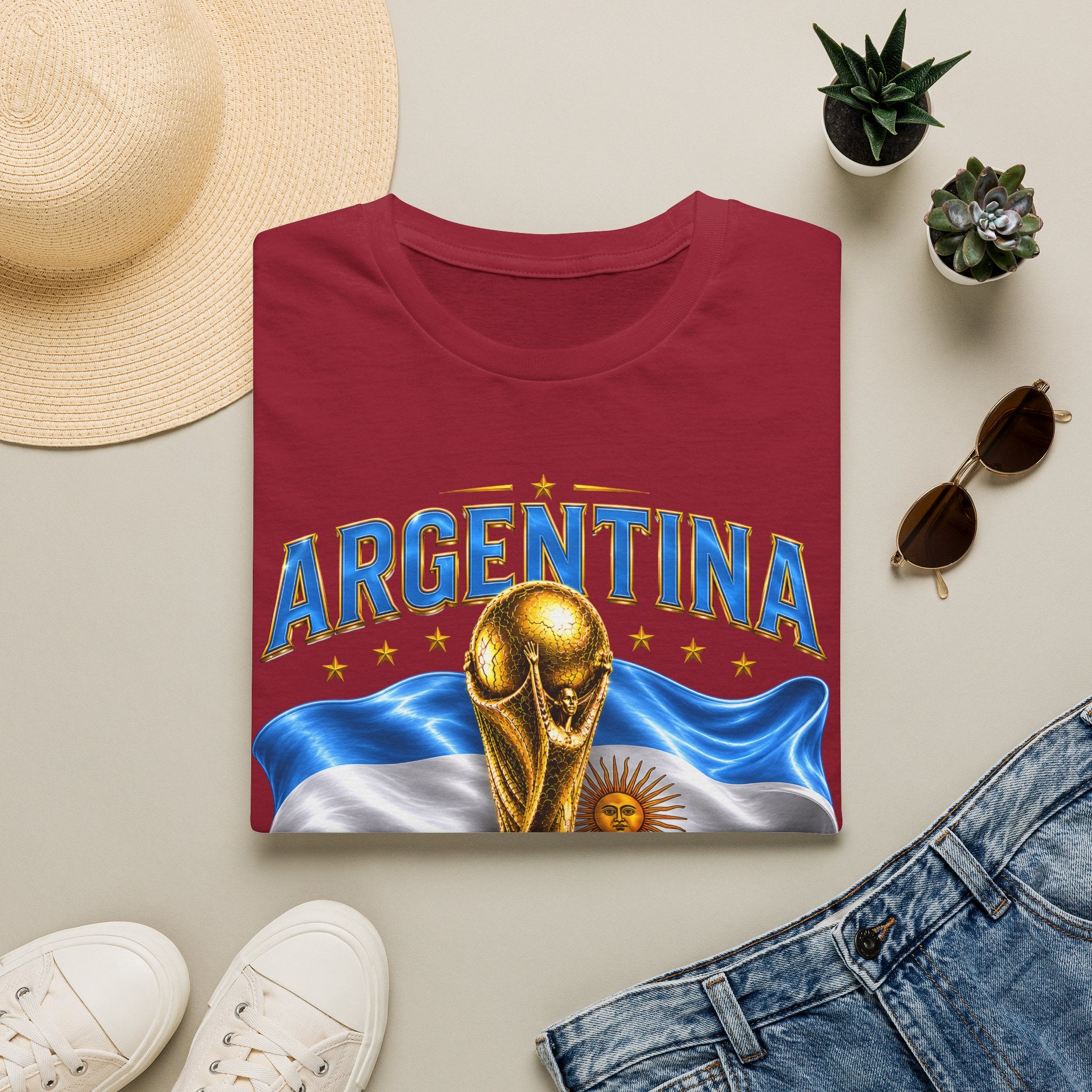 Argentina 2026 World Cup T-Shirt — Golden Trophy & Flag Soccer Fan Tee