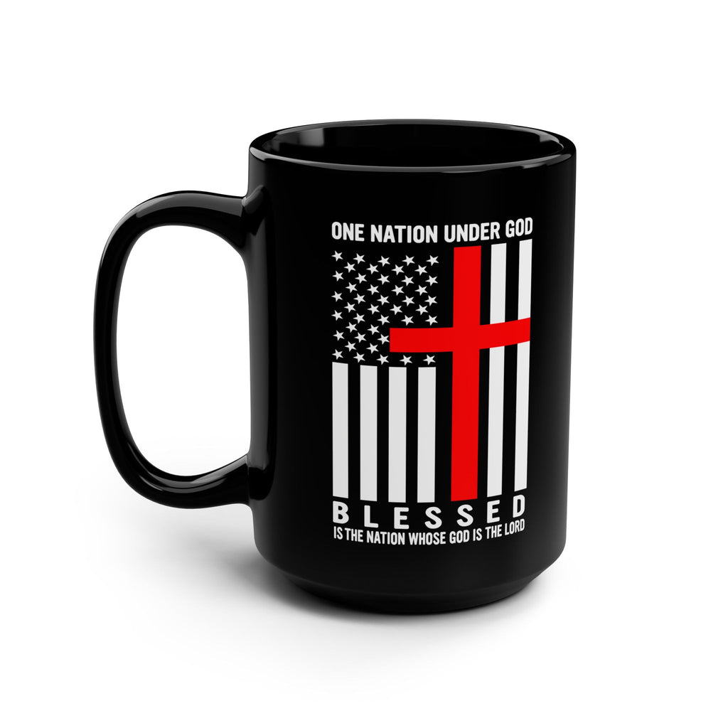 One Nation under God - Black Mug, 15oz