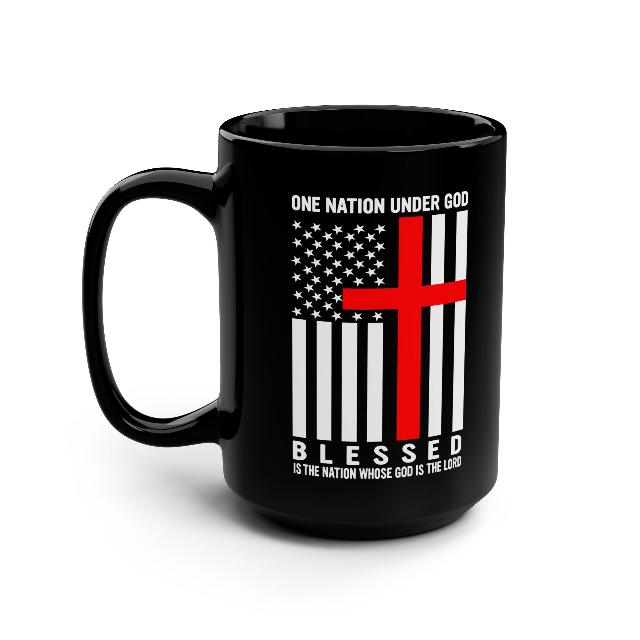 One Nation under God - Black Mug, 15oz