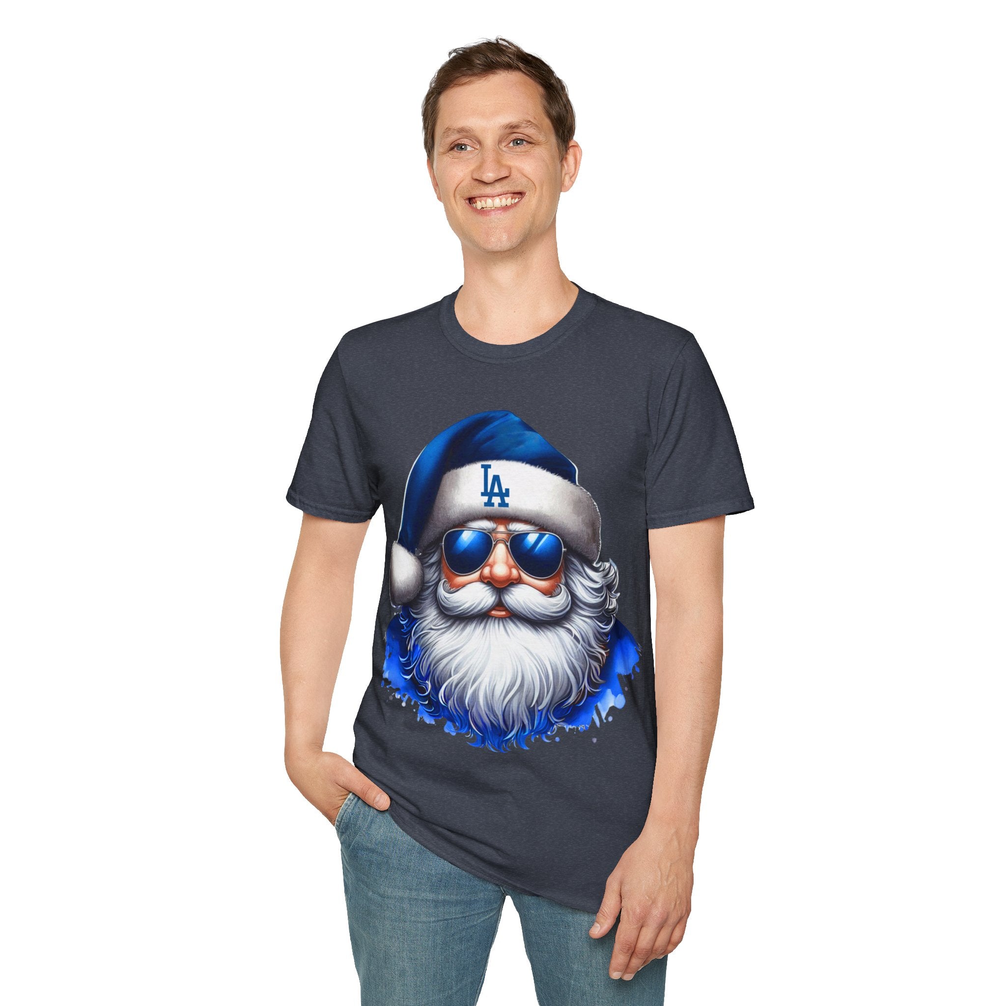 LA Dodgers Blue Santa T-Shirt — Cool Sunglasses Holiday Tee