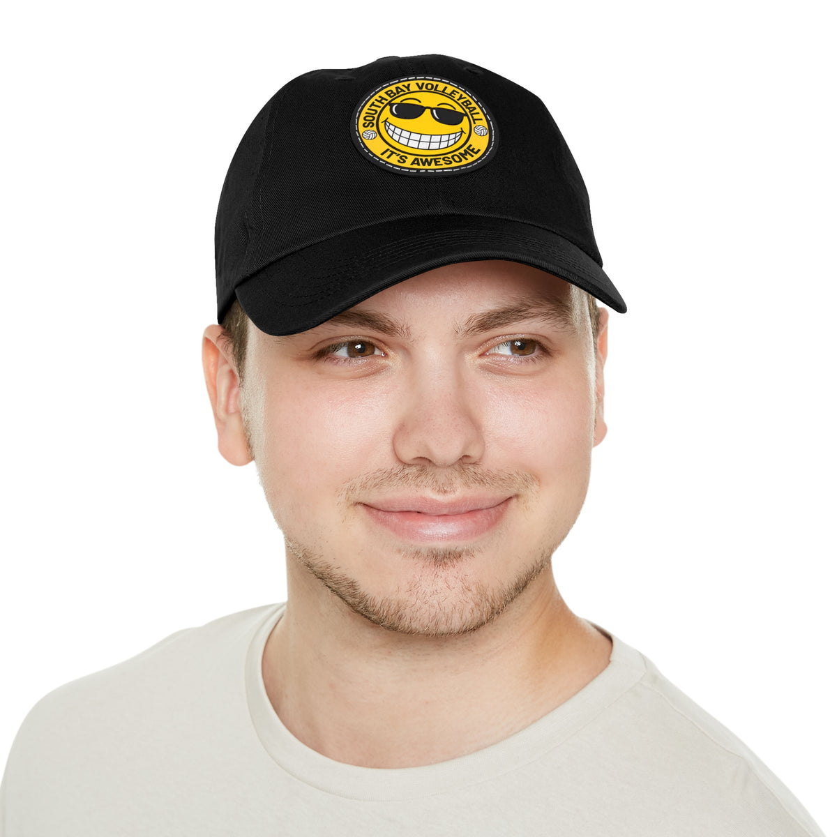 Volleyball Smiley Mom and Dad Hat — "South Bay Volleyball: It’s Awesome" Leather Patch