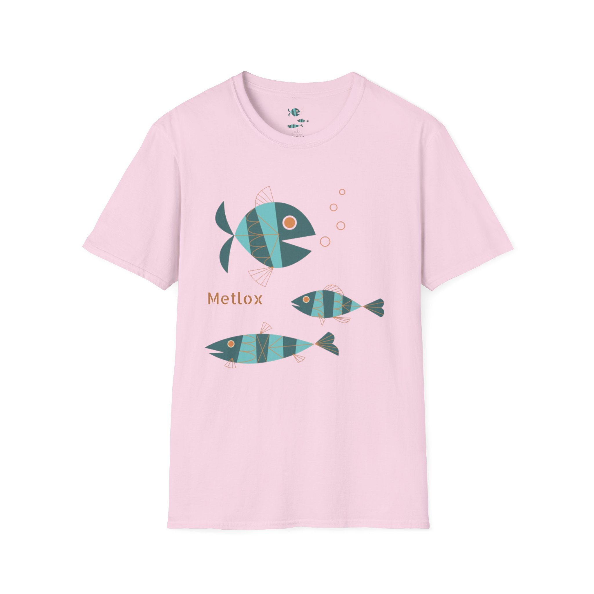 Metlox Pottery Fish Trio T-Shirt | Minimal Ocean Illustration