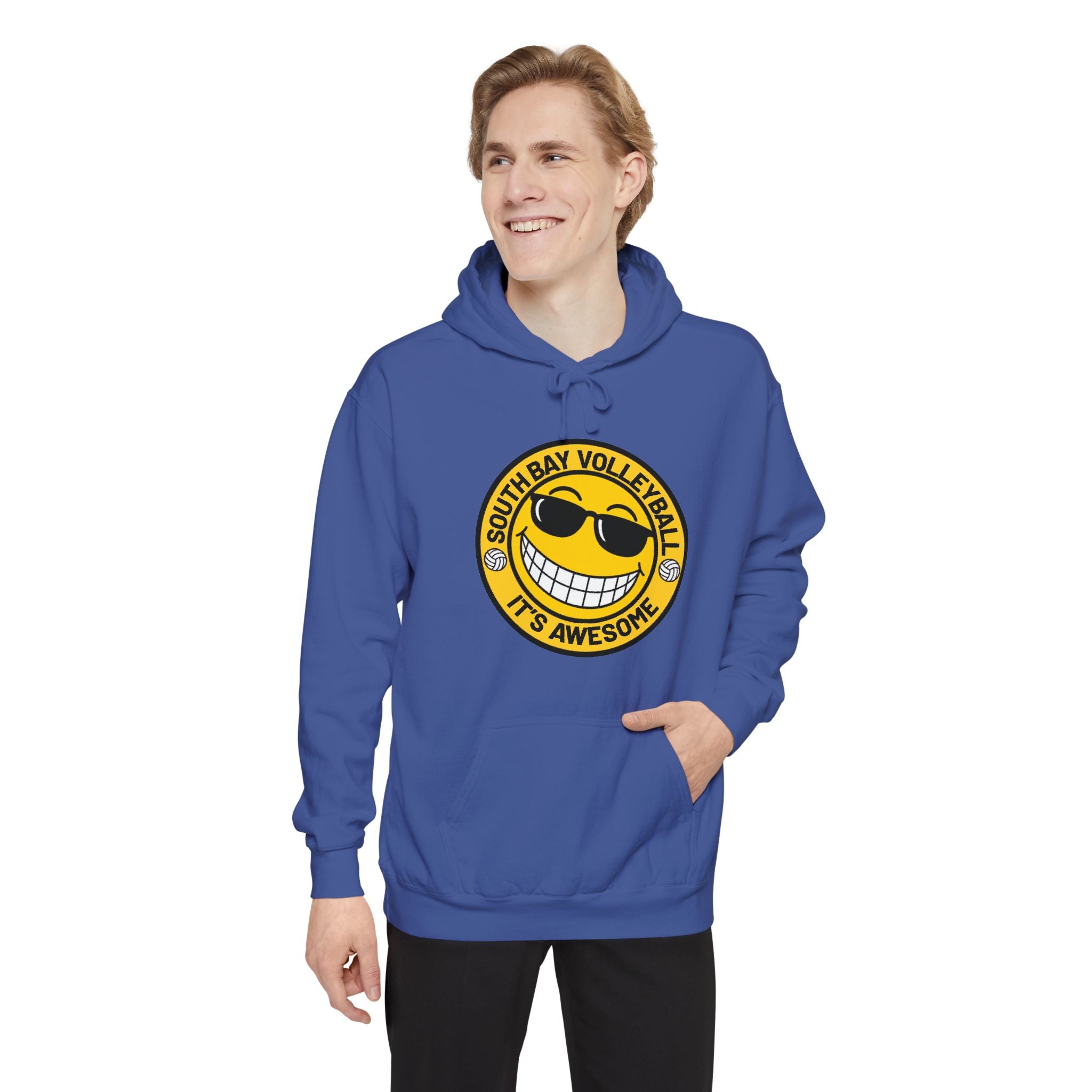 Volleyball Smiley Hoodie — "South Bay Volleyball It's Awesome" Crewneck