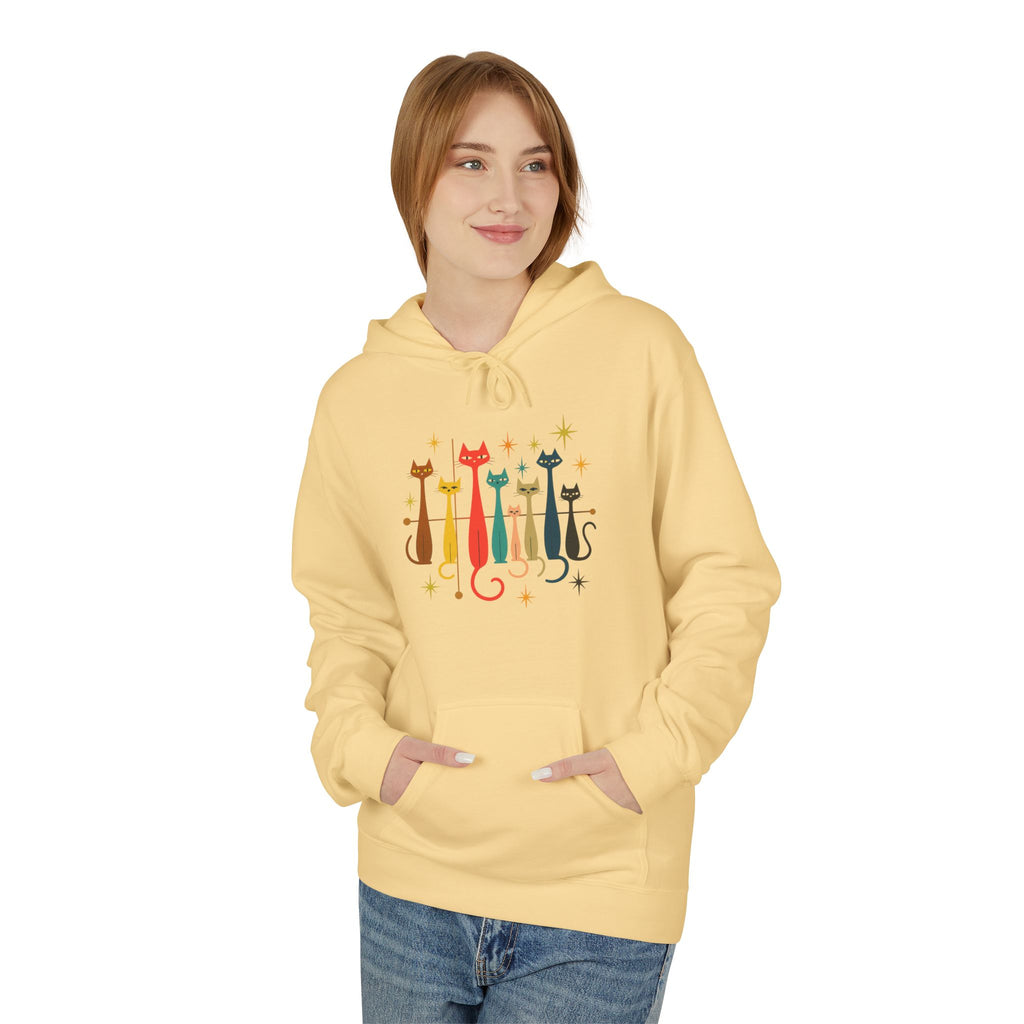 Retro Long Cats hoodie | Colorful Cat Illustration (printed front and back)