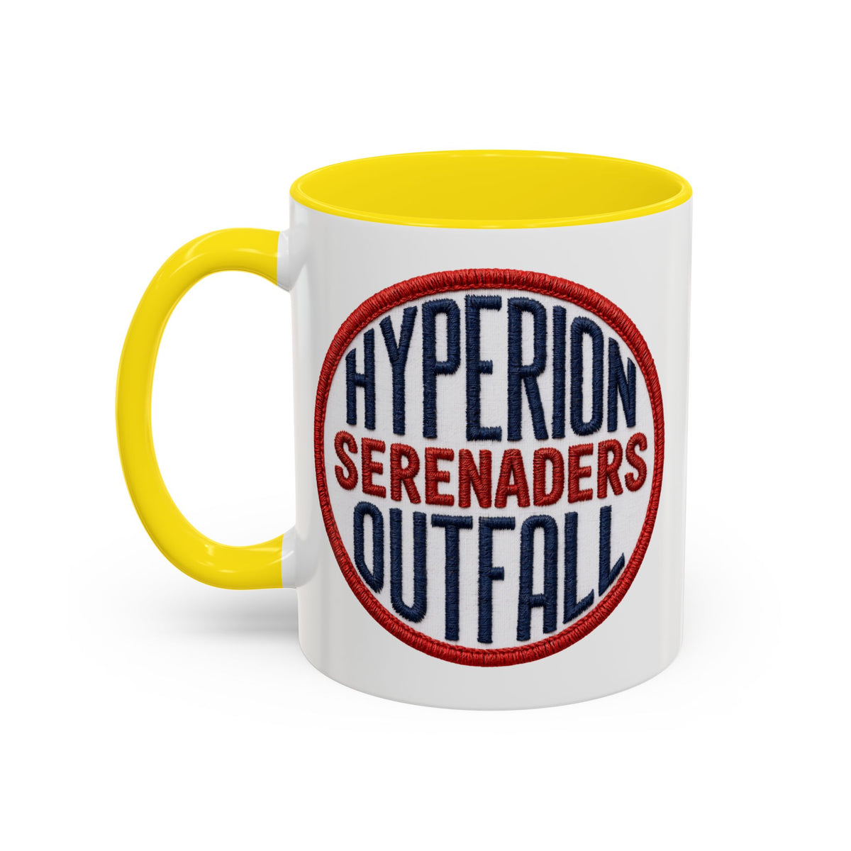 Accent Coffee Mug — "Hyperion Serenaders Outfall" Retro Patch Ceramic Mug (11/15oz)