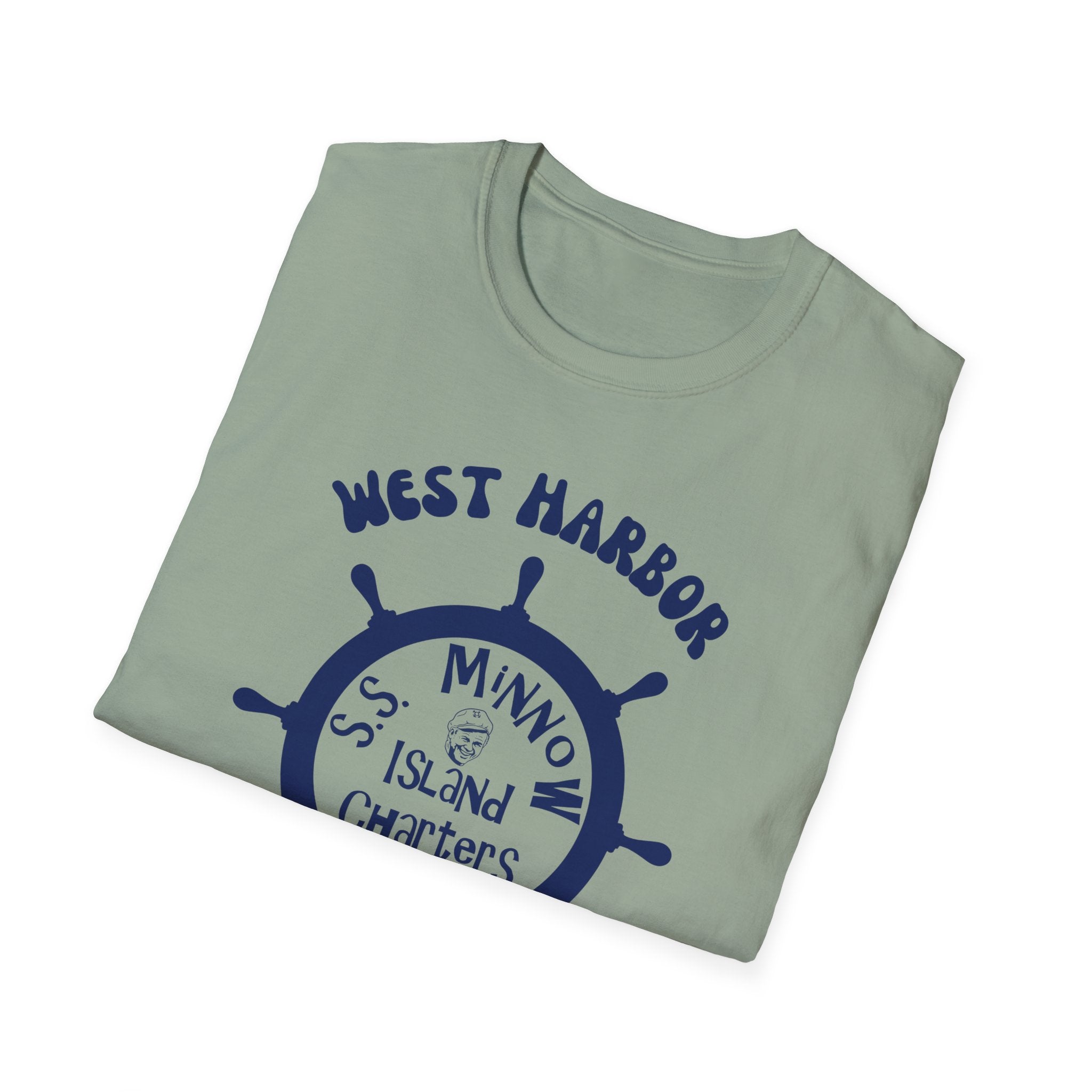 West Harbor San Pedro Ship Wheel Minno Island Charters T-Shirt | 3 Hour Tours